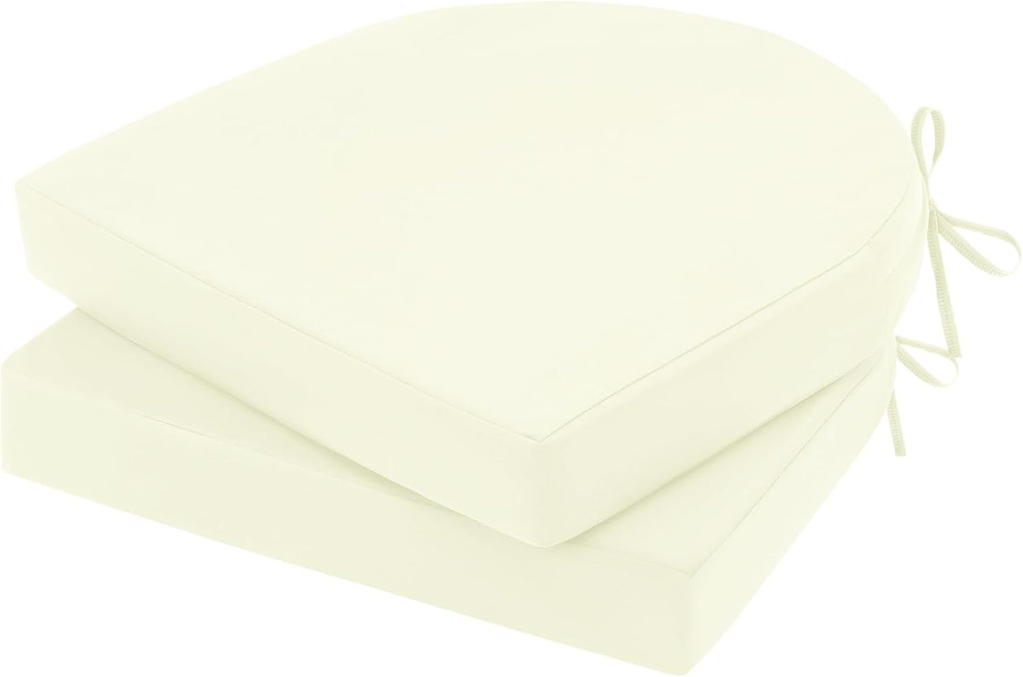 Topotdor Outdoor Chair Cushions Set of 2, Waterproof Patio Chair Cushions for Outdoor Furniture, Round Corner Seat Chair Pads with Ties for Patio Garden Dining Office, 17"x16"x2", Beige