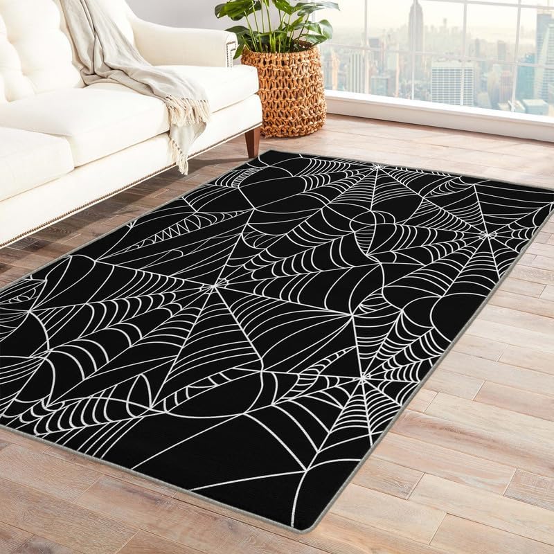 Ghost Rugs for Bedroom Living Room, Halloween Cute 5x7 Rug, Washable Non-Slip Soft Low Pile Area Rug, Dorm Dining Room Nursery Carpet, Indoor Floor Rug for Kids Girls Boys Home Decor