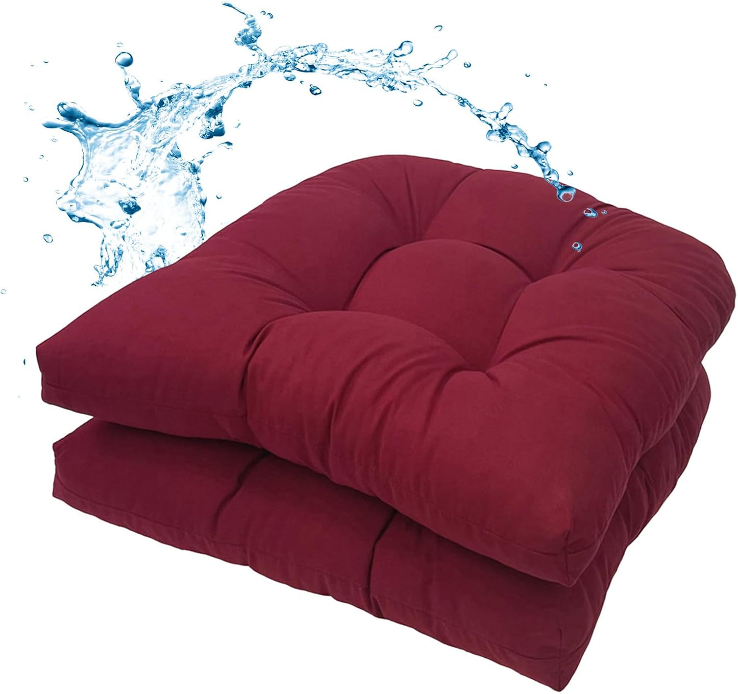MTMR Water-Repellent Outdoor Chair Cushions Set of 2, 19”X19” Patio Chair Cushions with High Elasticity PP Cotton, No Fading Tufted Seat Cushions for Outdoor Furniture, Thick and Large Patio Cushions