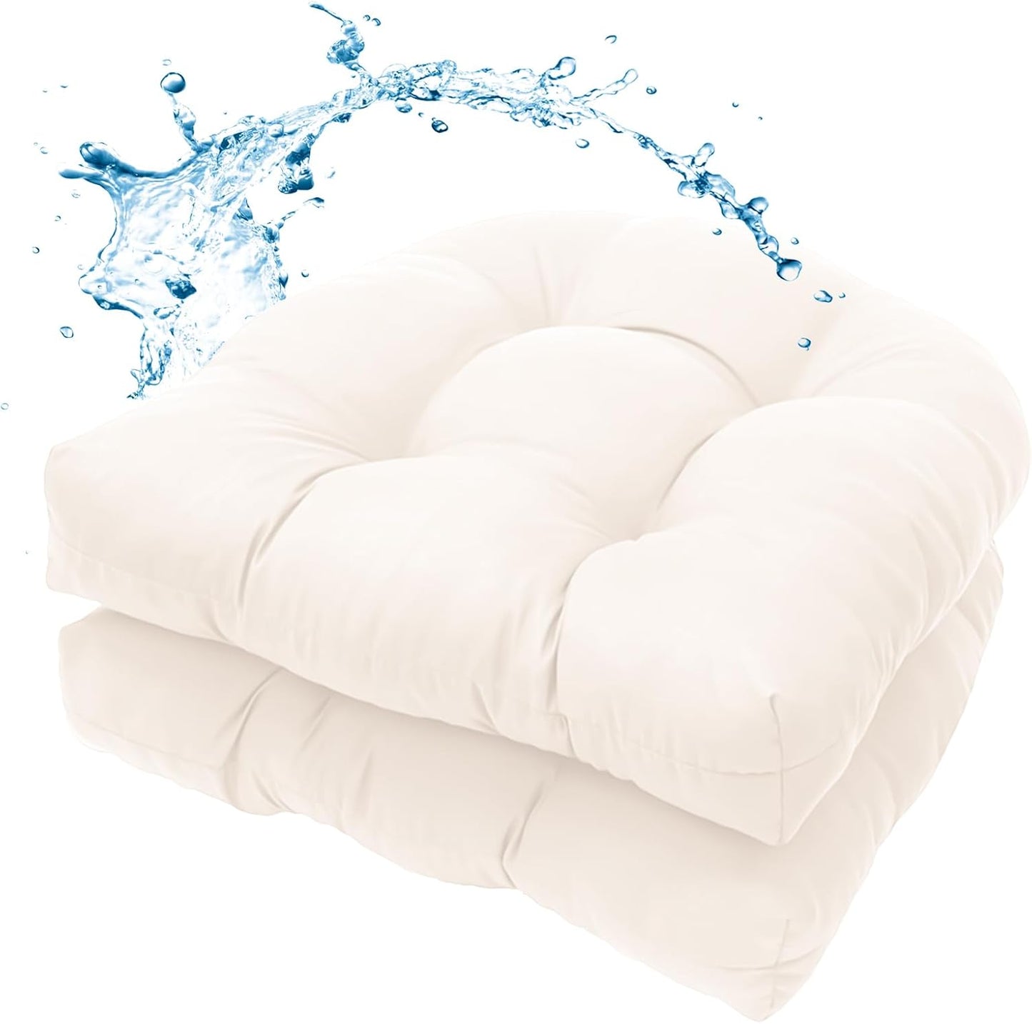 MTMR Water-Repellent Outdoor Chair Cushions Set of 2, 19”X19” Patio Chair Cushions with High Elasticity PP Cotton, No Fading Tufted Seat Cushions for Outdoor Furniture, Thick and Large Patio Cushions