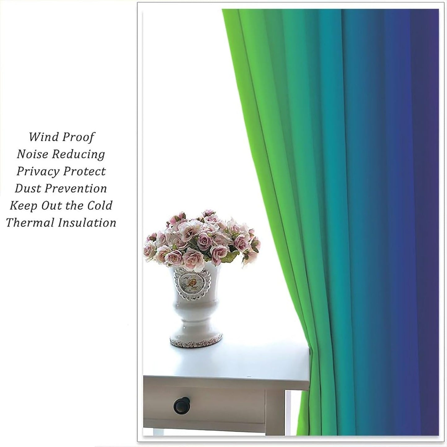 Rainbow Window Curtains, Abstract Colorful Rainbow Matching Art Theme Window Treatments Gradations of Colors Pleasant Atmosphere Blackout Rod Pocket Window Drapes for Bedroom Living Room 63x72in
