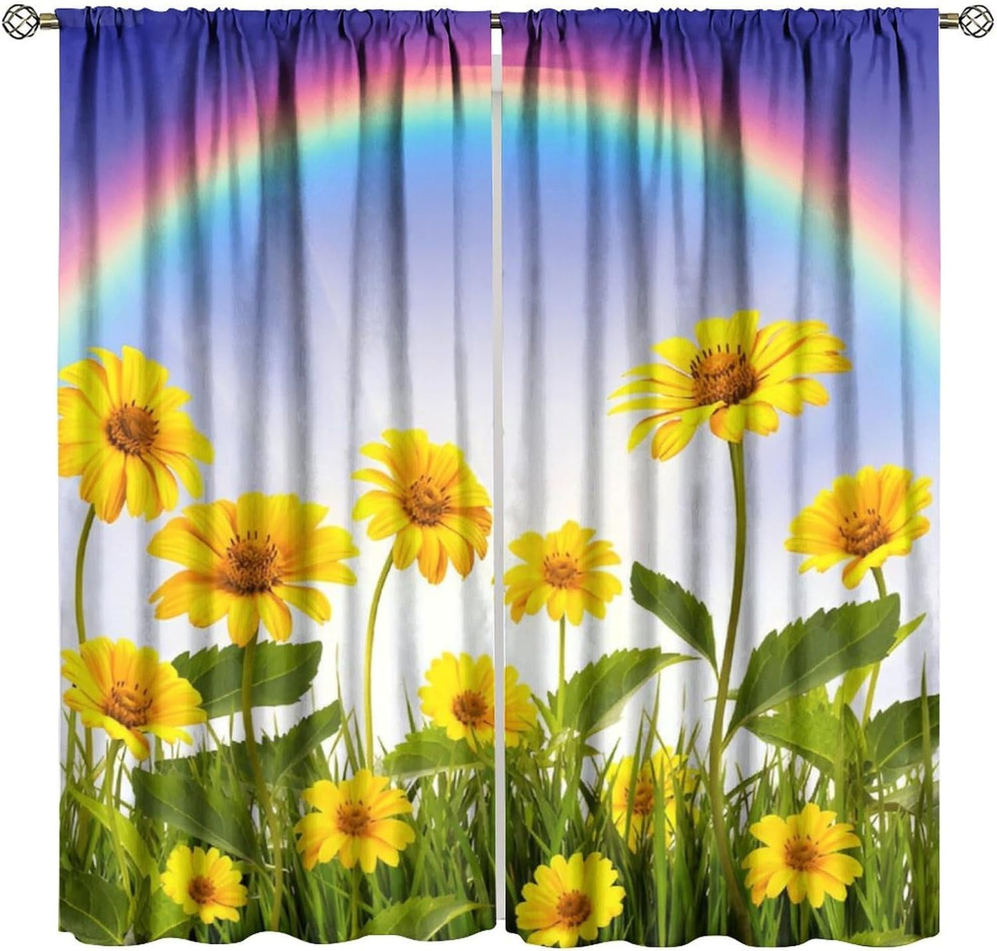 Rainbow Blackout Curtains, Abstract Colored Paint Leaking Splattered Drops Window Treatment Colorful Pancils Pattern Drapes for Bedroom Living Room, 52" W X 84" L