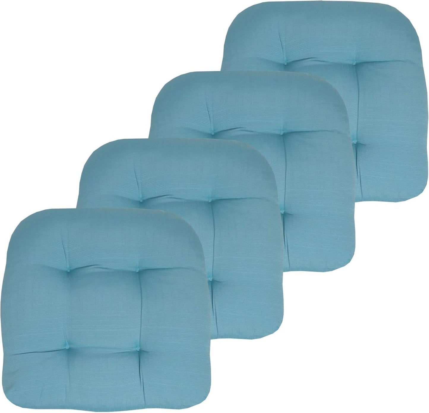 Sweet Home Collection Patio Cushions Outdoor Chair Pads Premium Comfortable Thick Fiber Fill Tufted 19" x 19" x 5" Seat Cover, 2 Pack, Cream