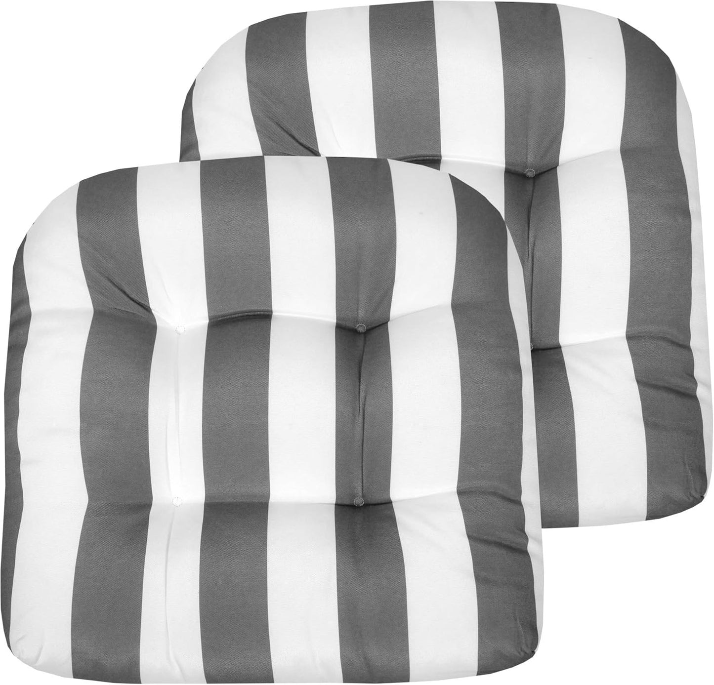 Sweet Home Collection Patio Cushions Outdoor Chair Pads Premium Comfortable Thick Fiber Fill Tufted 19" x 19" x 5" Seat Cover, 2 Pack, Cream