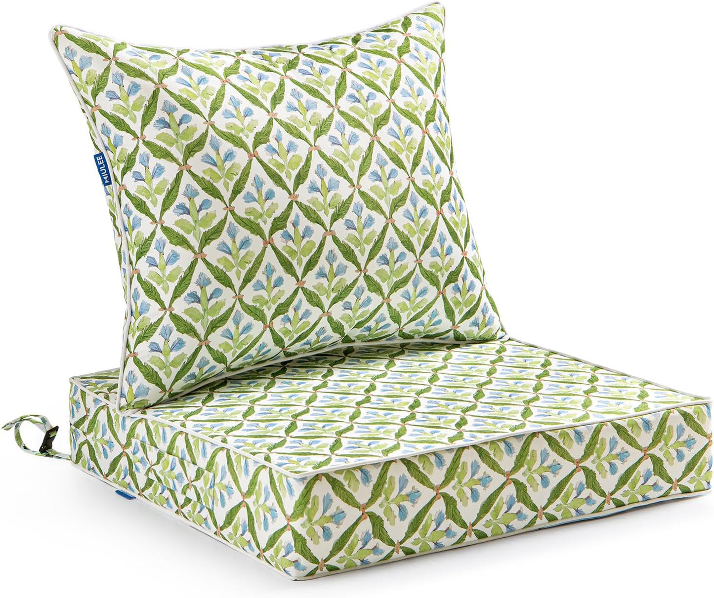 MIULEE Outdoor Seat Cushion Set Yellow 24 x 24 x 4 Inch Waterproof & Fade Resistant Deep Seat and Back Patio Furniture Cushions with Handle and Adjustable Straps Cushions for Chair Couch