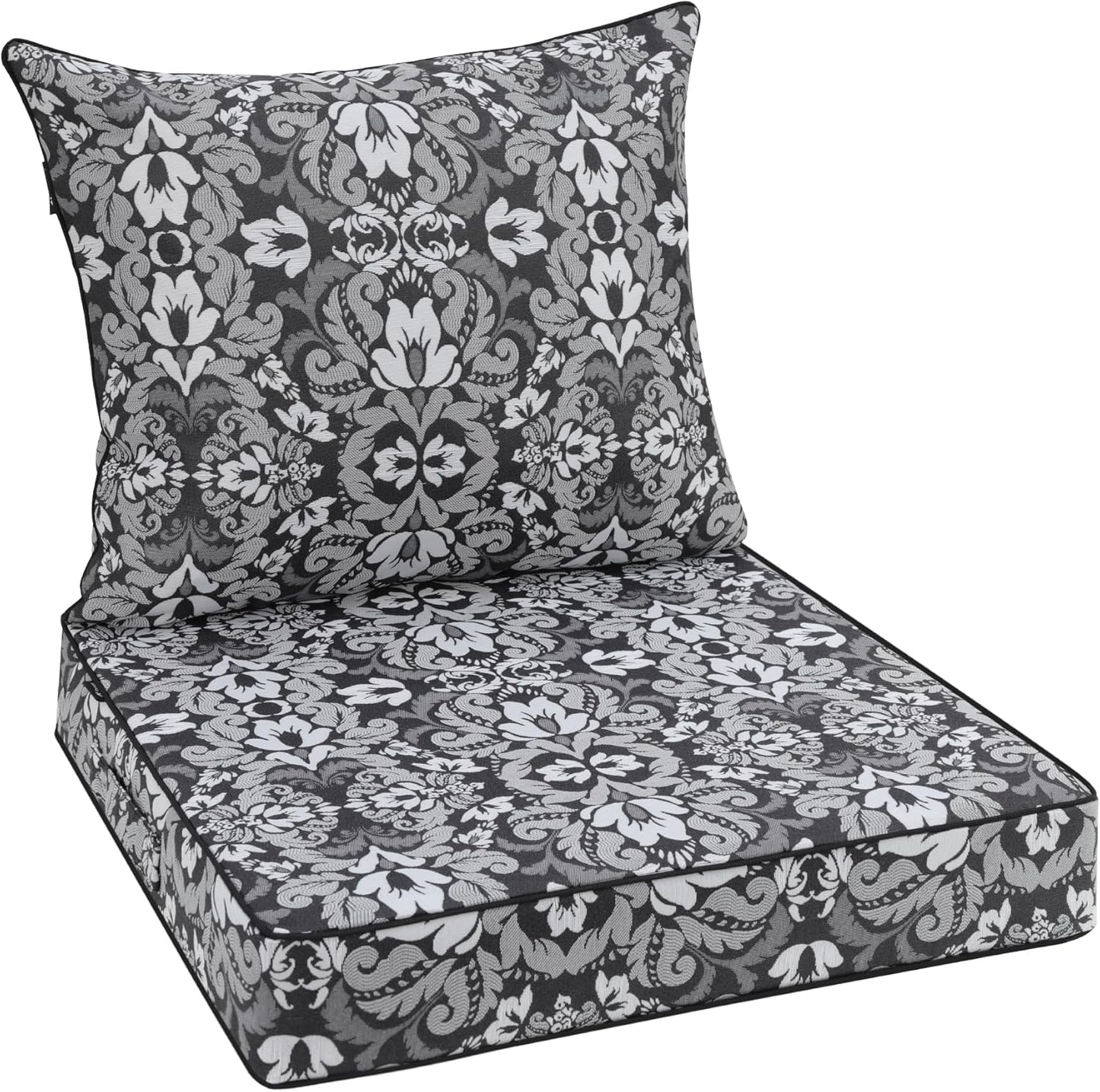 Favoyard Outdoor Seat Cushion Set 19 x 19 Inch Waterproof & Fade Resistant Patio Furniture Cushions with Removable Cover Deep Seat & Back Cushion with Handle and Adjustable Straps for Chair Sofa Couch