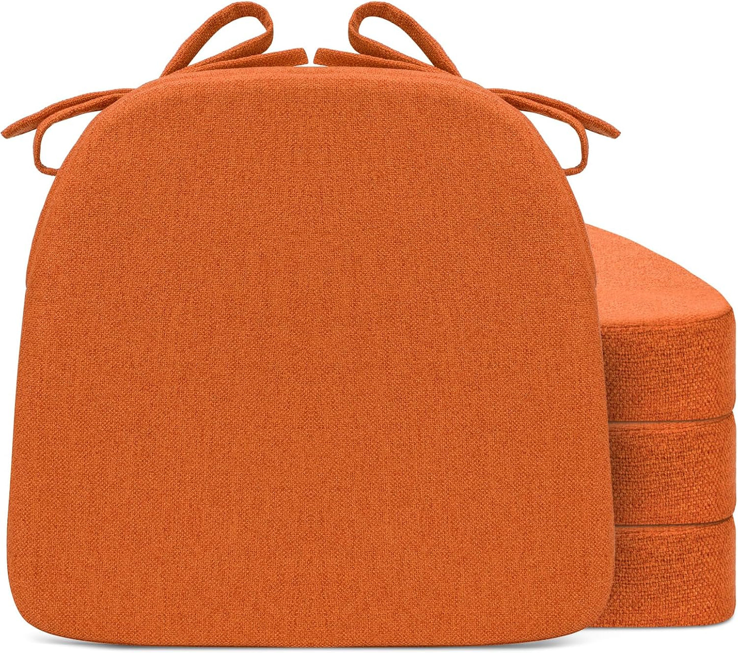 4 Pack 17'' x 16'' Chair Cushions, 2" Thick Dining Chair Pads with Ties and Removable Washable Cover, Seat Cushion for Kitchen Chairs, Indoor Dining Room, Patio Chairs, Beige
