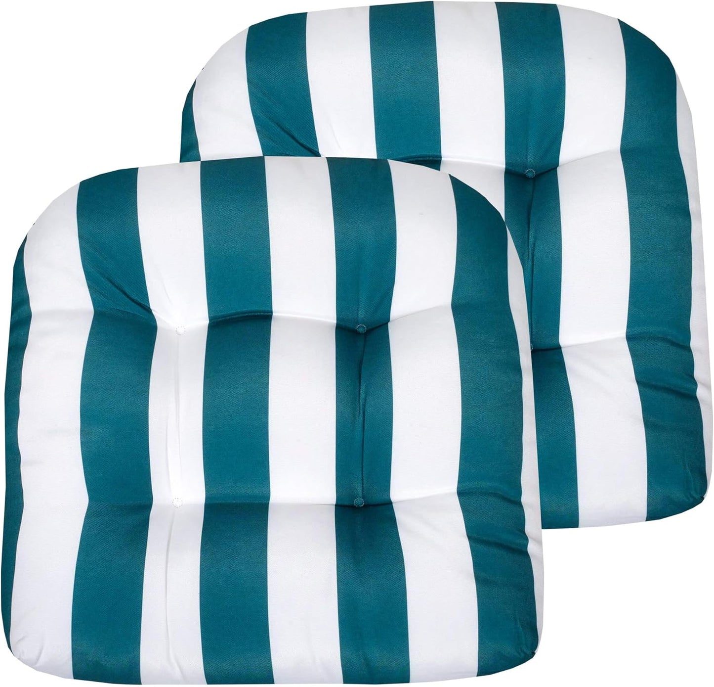 Sweet Home Collection Patio Cushions Outdoor Chair Pads Premium Comfortable Thick Fiber Fill Tufted 19" x 19" x 5" Seat Cover, 2 Pack, Cream