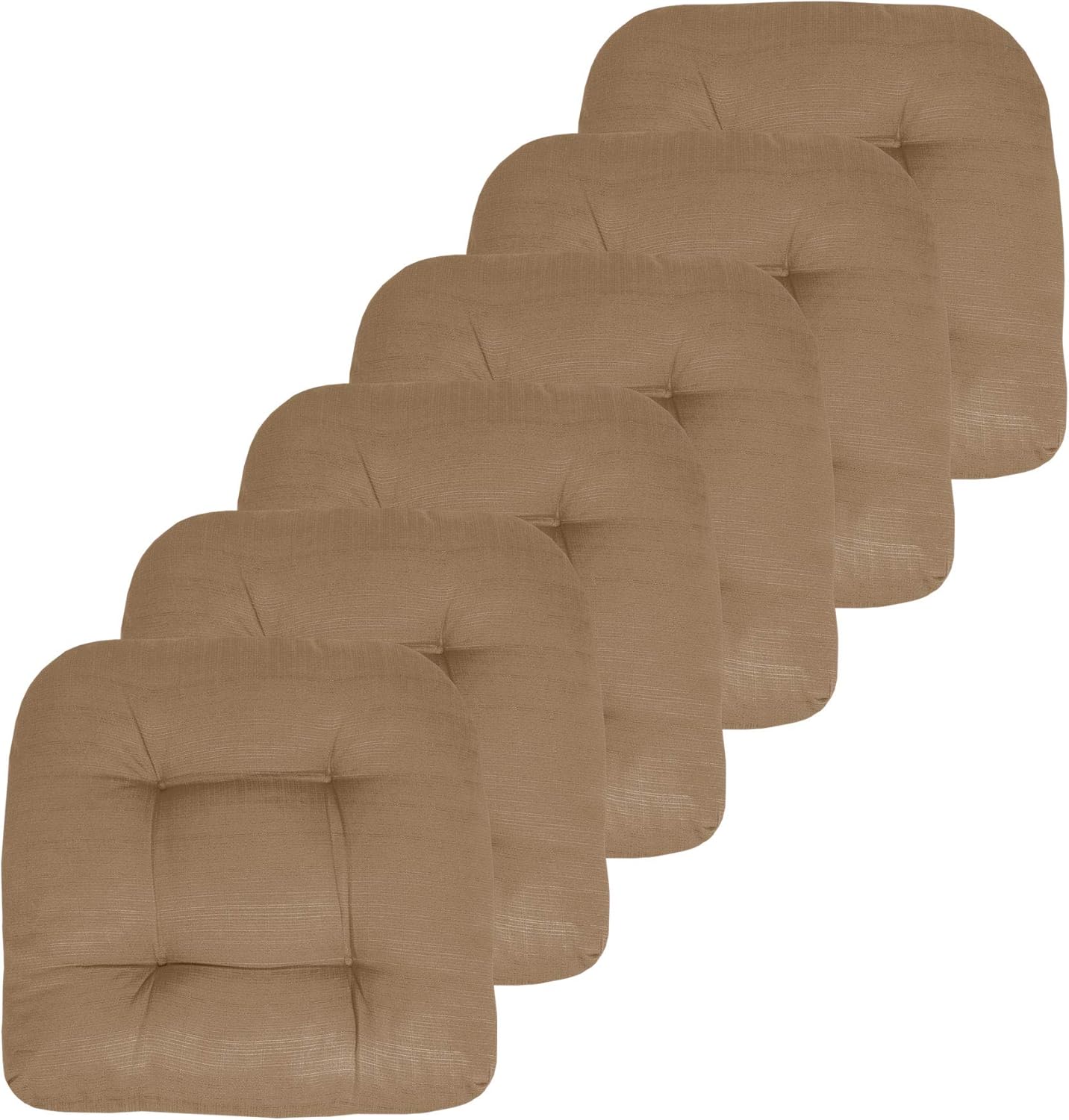 Sweet Home Collection Patio Cushions Outdoor Chair Pads Premium Comfortable Thick Fiber Fill Tufted 19" x 19" x 5" Seat Cover, 2 Pack, Cream