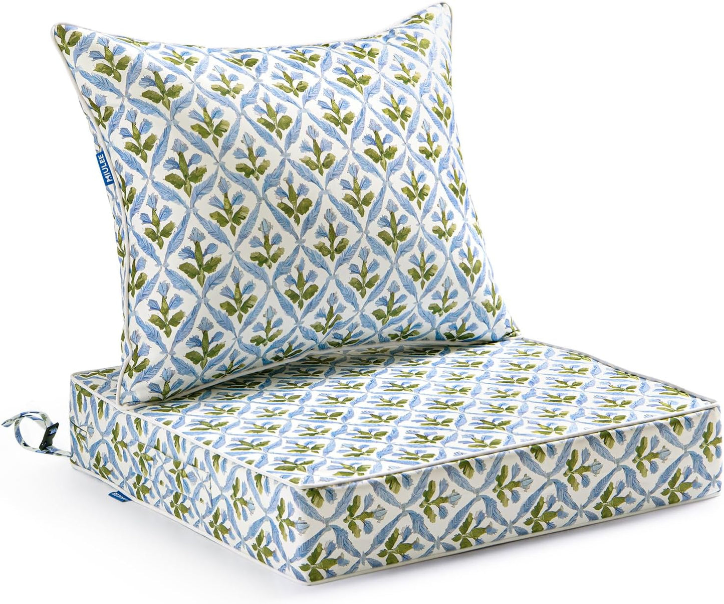 MIULEE Outdoor Seat Cushion Set Yellow 24 x 24 x 4 Inch Waterproof & Fade Resistant Deep Seat and Back Patio Furniture Cushions with Handle and Adjustable Straps Cushions for Chair Couch