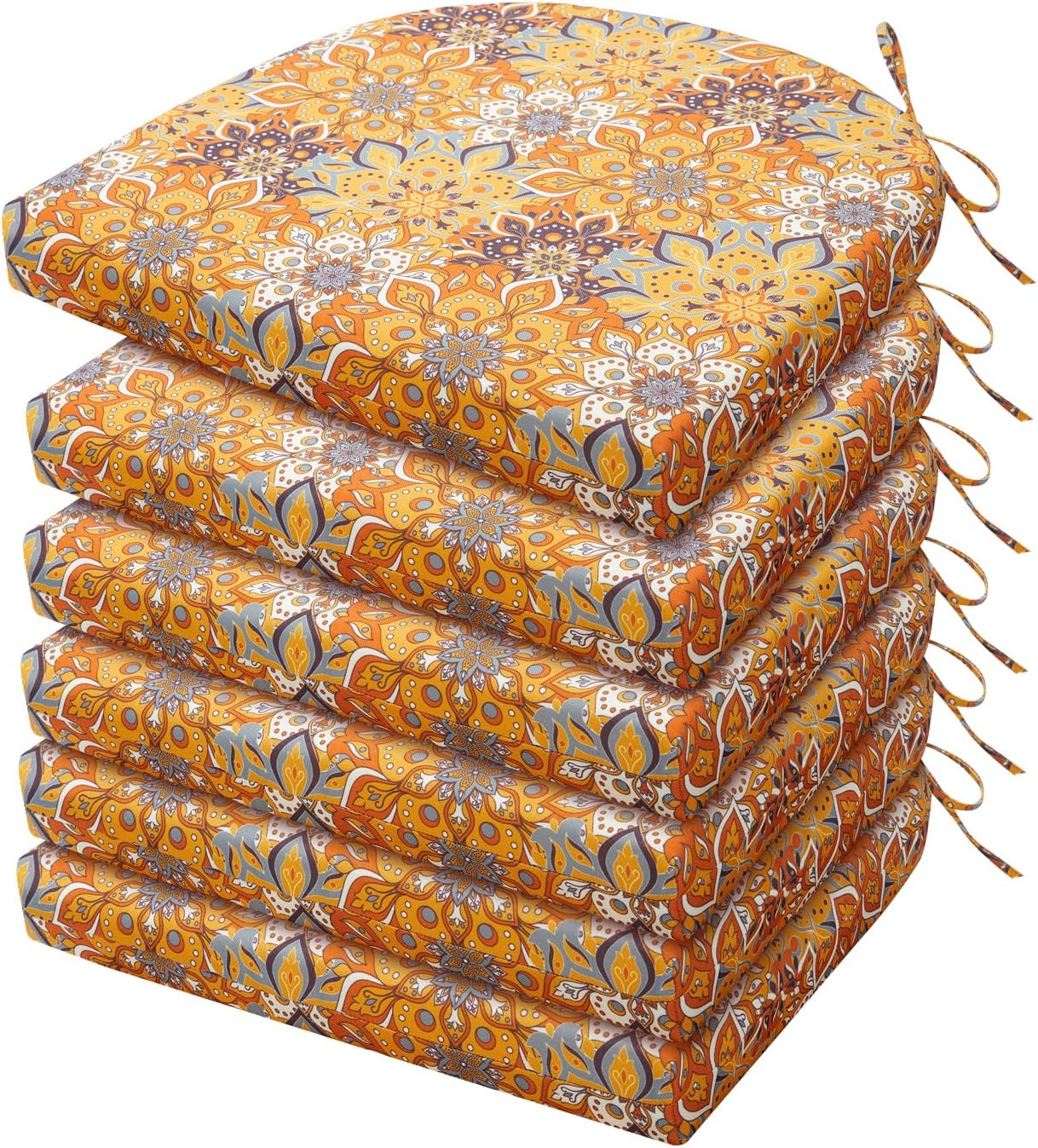 HARBOREST Outdoor Chair Cushions Set of 4, Water Resistant Patio Chair Cushions with Ties, Outdoor Seat Cushions for Patio Furniture, 17"x16"x2", Navy