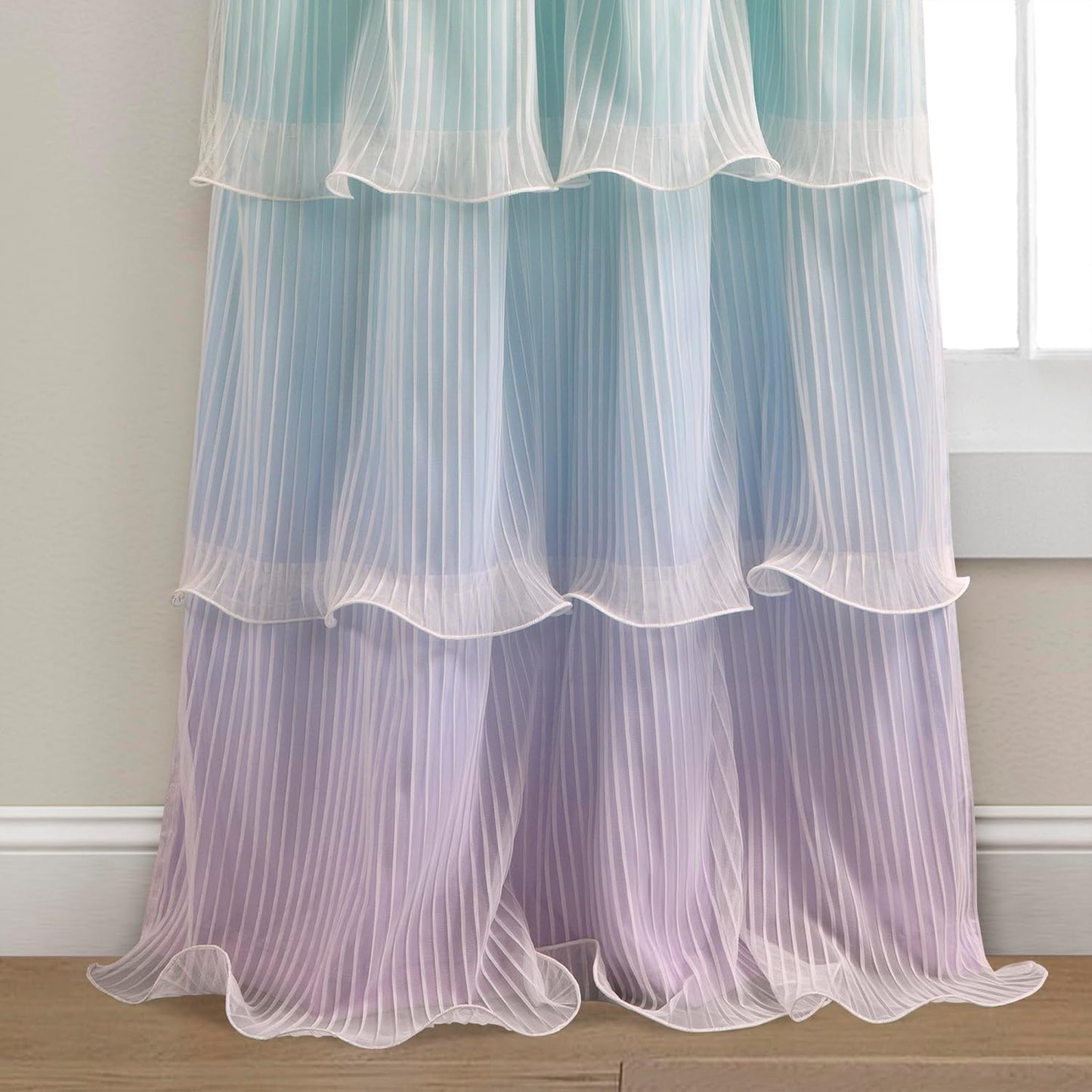 Lush Decor Rainbow Ombre Nerina Window Curtain Panel Pair, 36" W x 84" L, Rainbow