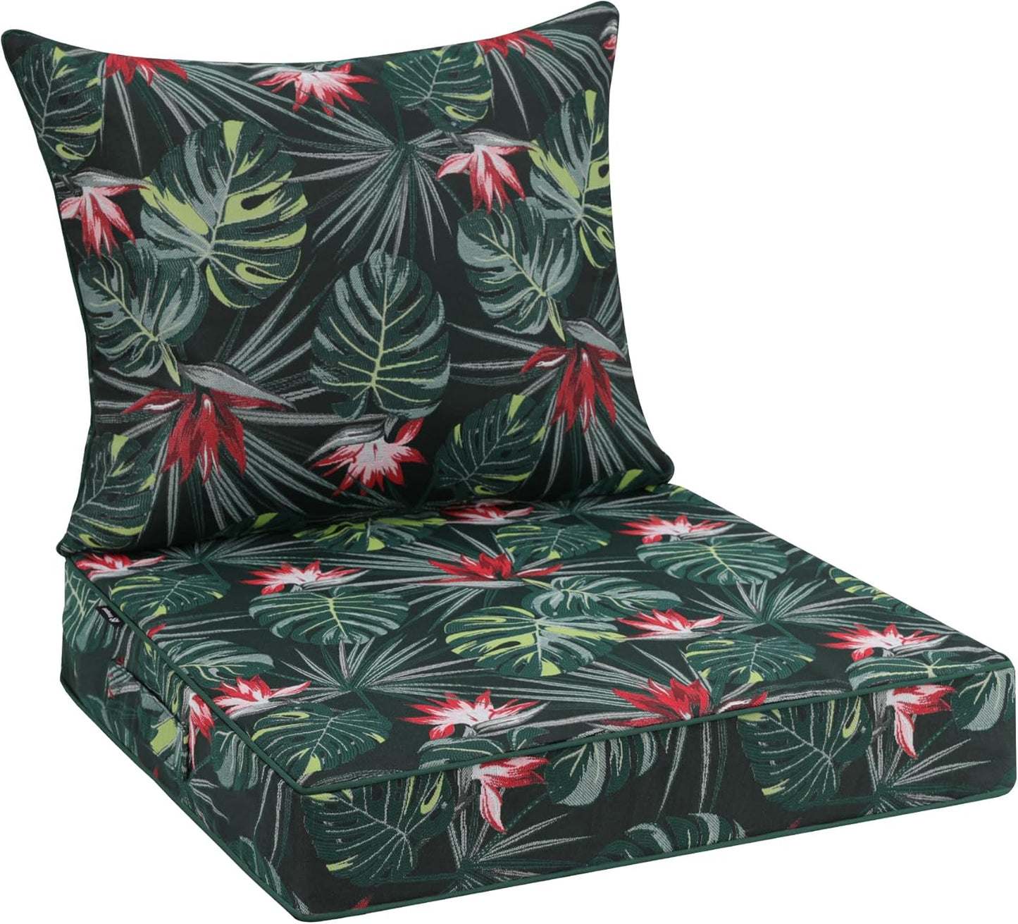 Favoyard Outdoor Seat Cushion Set 19 x 19 Inch Waterproof & Fade Resistant Patio Furniture Cushions with Removable Cover Deep Seat & Back Cushion with Handle and Adjustable Straps for Chair Sofa Couch