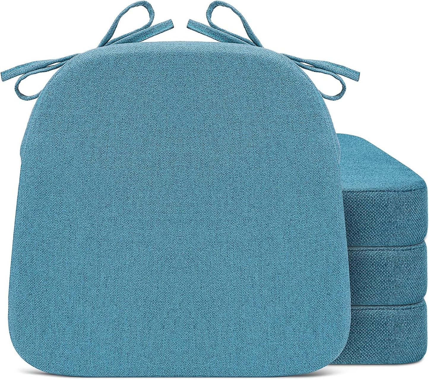 4 Pack 17'' x 16'' Chair Cushions, 2" Thick Dining Chair Pads with Ties and Removable Washable Cover, Seat Cushion for Kitchen Chairs, Indoor Dining Room, Patio Chairs, Beige