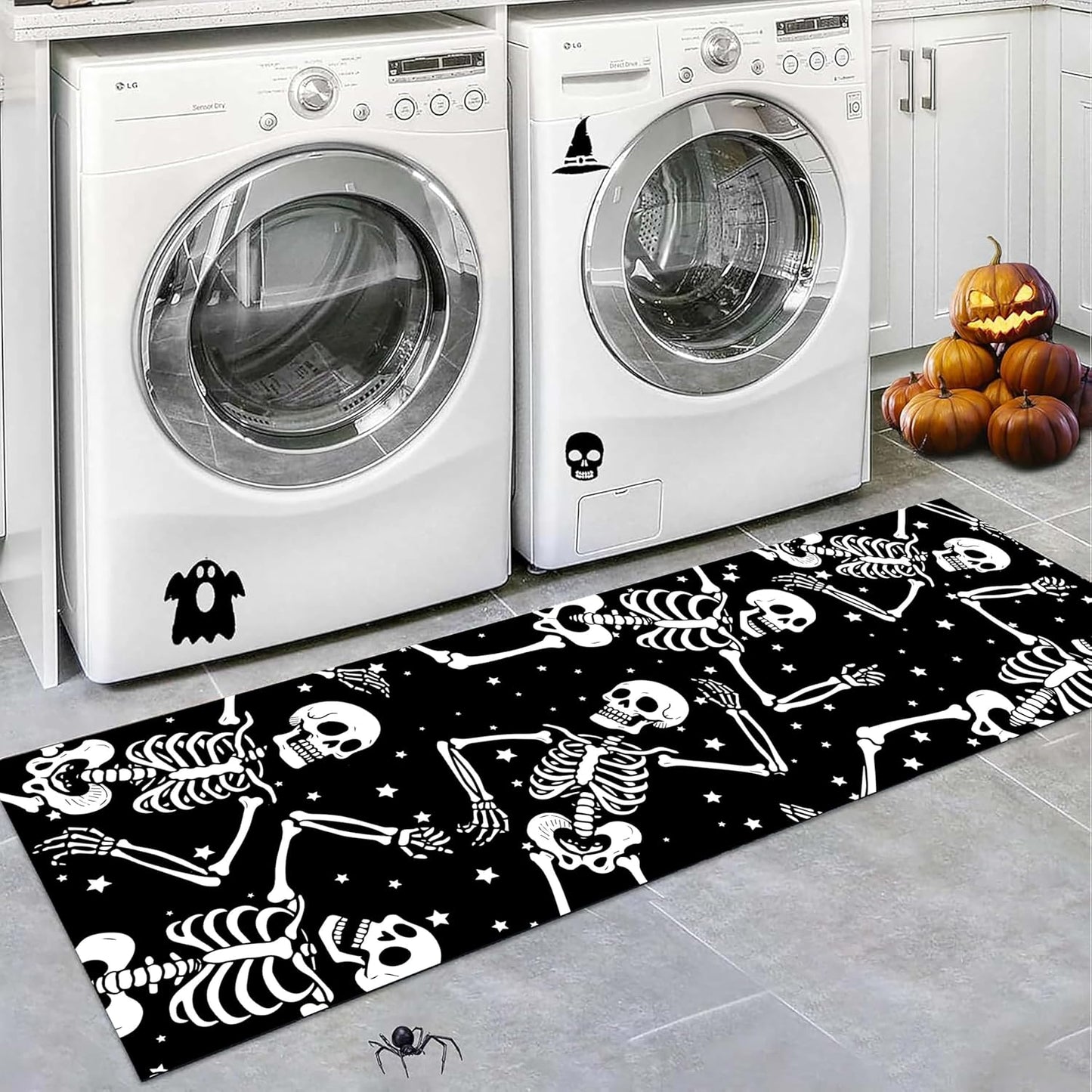 Halloween Hallway Runner Rug, 4x12ft Horror-Themed Gothic Moon, Bats, Red Castle, Witch Area Rugs, Non-Slip, Durable, Easy-to-Clean Long Indoor Entryway Carpet for Living Rooms and Bathrooms