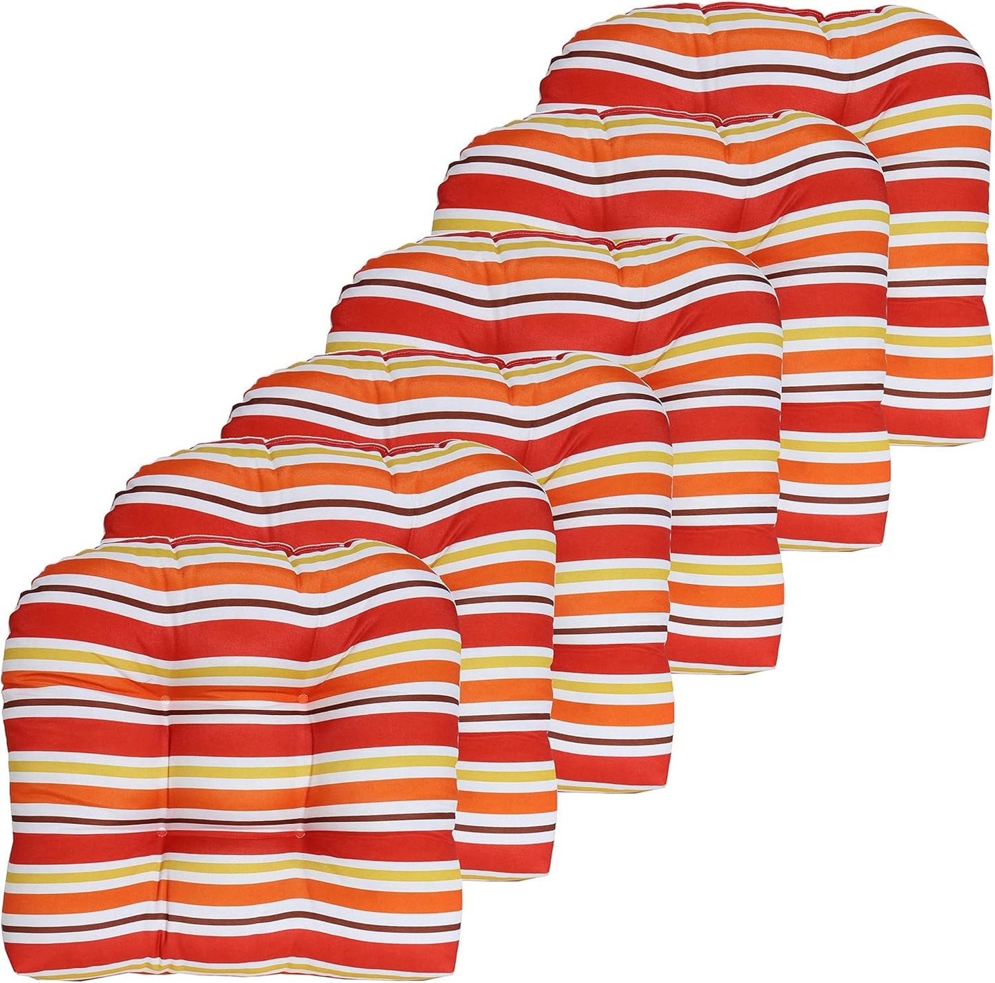 Sweet Home Collection Patio Cushions Outdoor Chair Pads Premium Comfortable Thick Fiber Fill Tufted 19" x 19" x 5" Seat Cover, 2 Pack, Cream