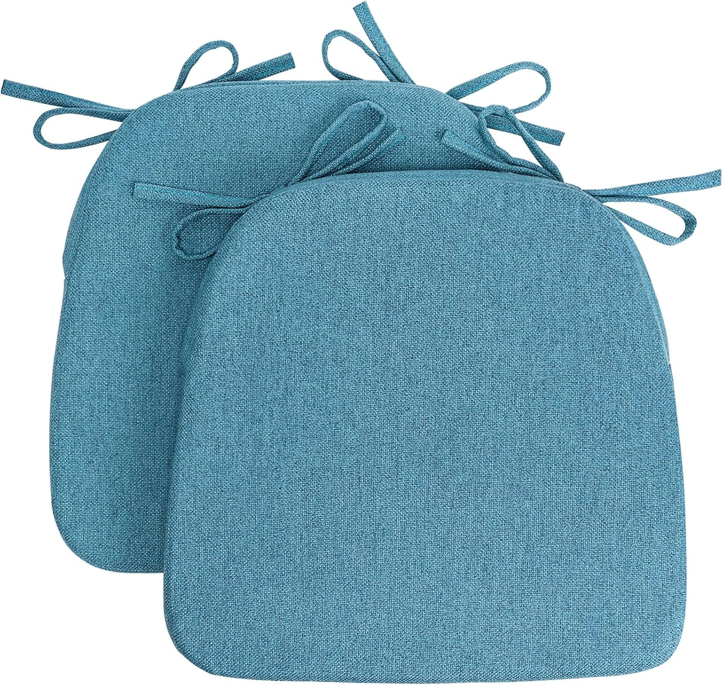 4 Pack 17'' x 16'' Chair Cushions, 2" Thick Dining Chair Pads with Ties and Removable Washable Cover, Seat Cushion for Kitchen Chairs, Indoor Dining Room, Patio Chairs, Beige