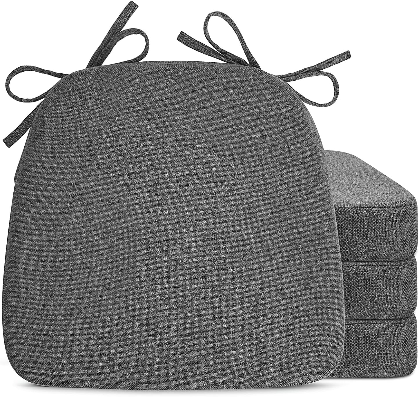 4 Pack 17'' x 16'' Chair Cushions, 2" Thick Dining Chair Pads with Ties and Removable Washable Cover, Seat Cushion for Kitchen Chairs, Indoor Dining Room, Patio Chairs, Beige