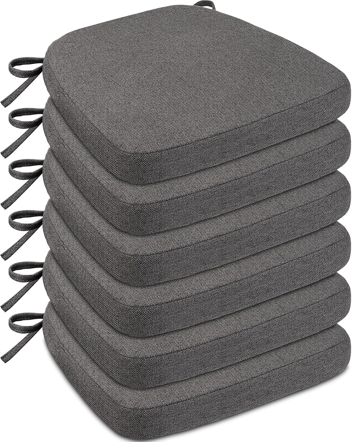 4 Pack 17'' x 16'' Chair Cushions, 2" Thick Dining Chair Pads with Ties and Removable Washable Cover, Seat Cushion for Kitchen Chairs, Indoor Dining Room, Patio Chairs, Beige