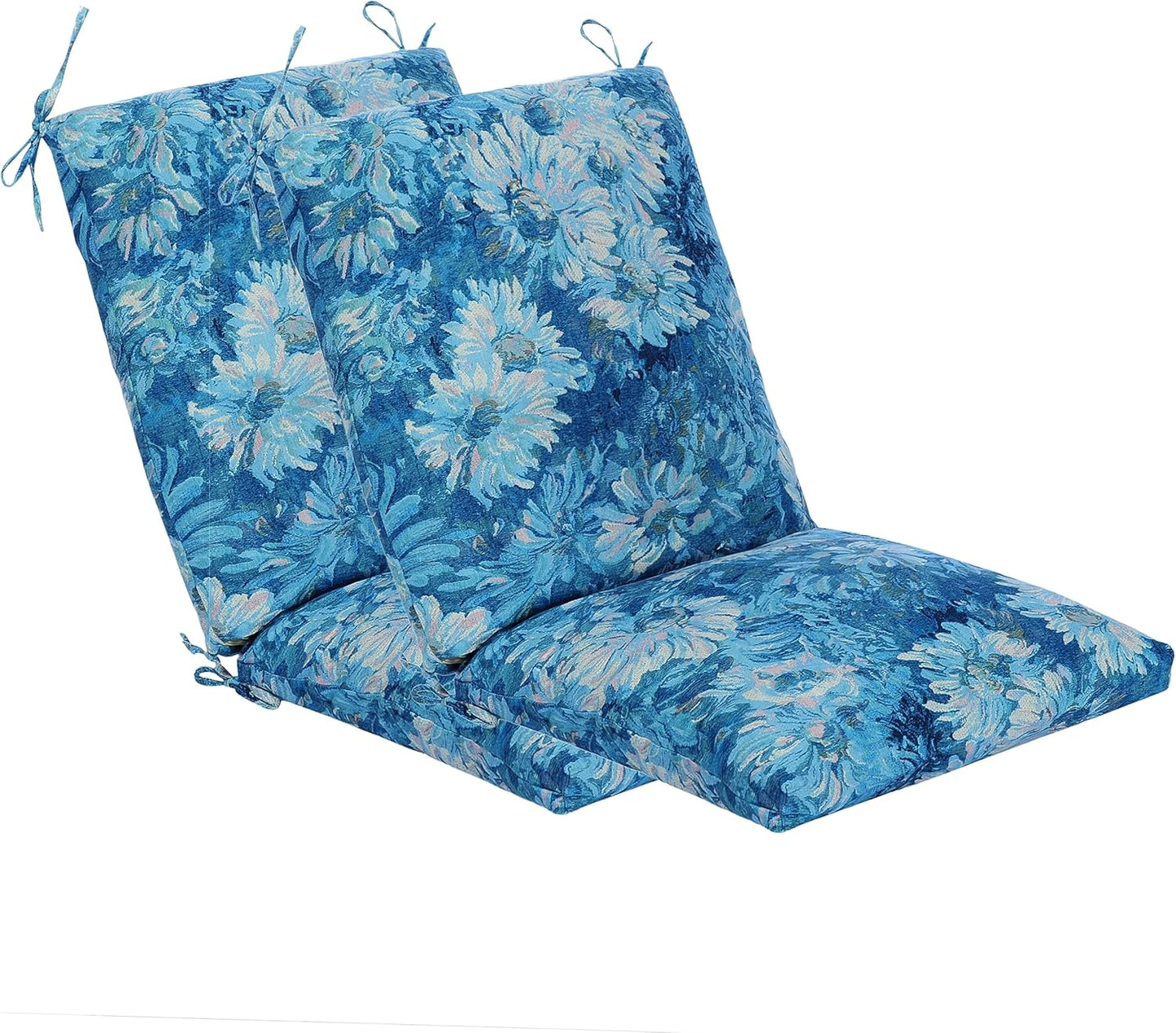 Set of 2 Outdoor Dining Chair Cushions, Patio Seating Cushions, 38x18x4.5 inch, for Garden Patio Furniture (Red-Green Geometry)