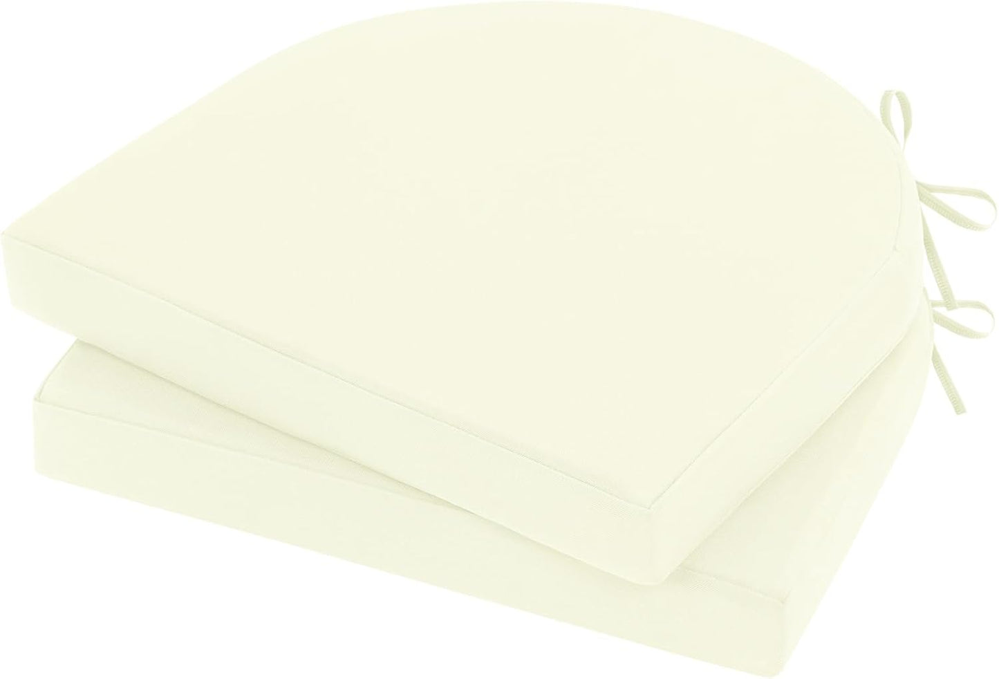 Topotdor Outdoor Chair Cushions Set of 2, Waterproof Patio Chair Cushions for Outdoor Furniture, Round Corner Seat Chair Pads with Ties for Patio Garden Dining Office, 17"x16"x2", Beige