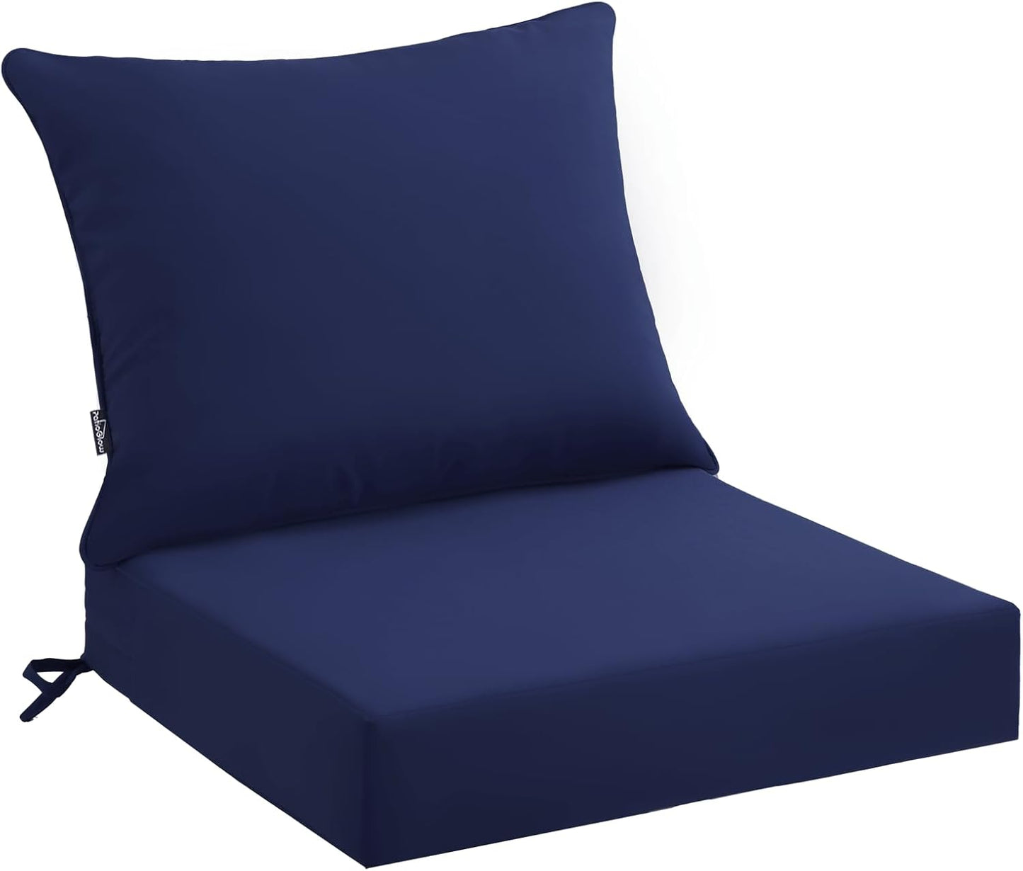 Outdoor Seat Cushion Set 22 x 22 x 4 Inch, Waterproof & Fade Resistant Patio Furniture Cushions with Removable Cover and Ties, Thick Deep Seating Pads for Outside Chair Sofa Couch, Blue