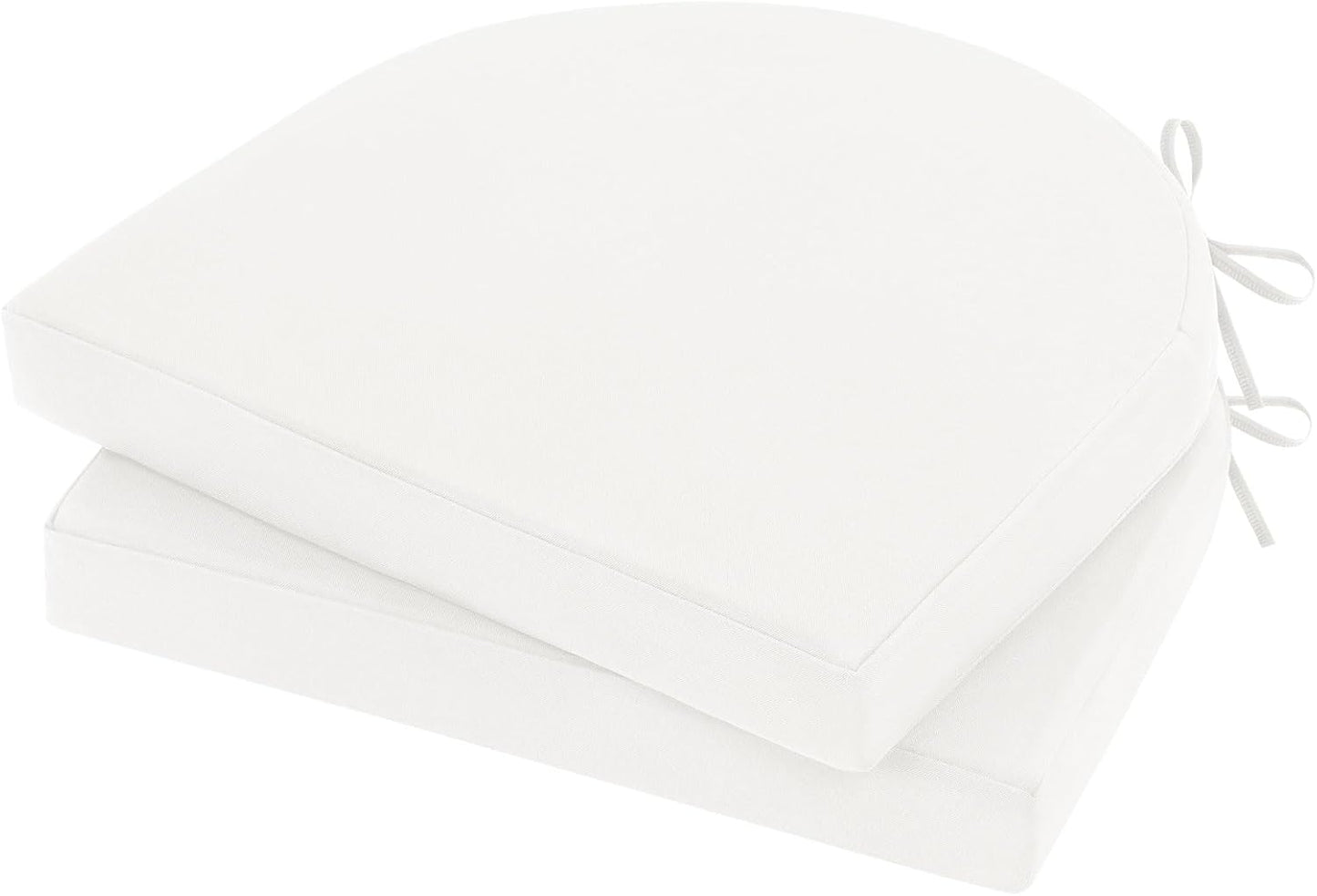 Topotdor Outdoor Chair Cushions Set of 2, Waterproof Patio Chair Cushions for Outdoor Furniture, Round Corner Seat Chair Pads with Ties for Patio Garden Dining Office, 17"x16"x2", Beige