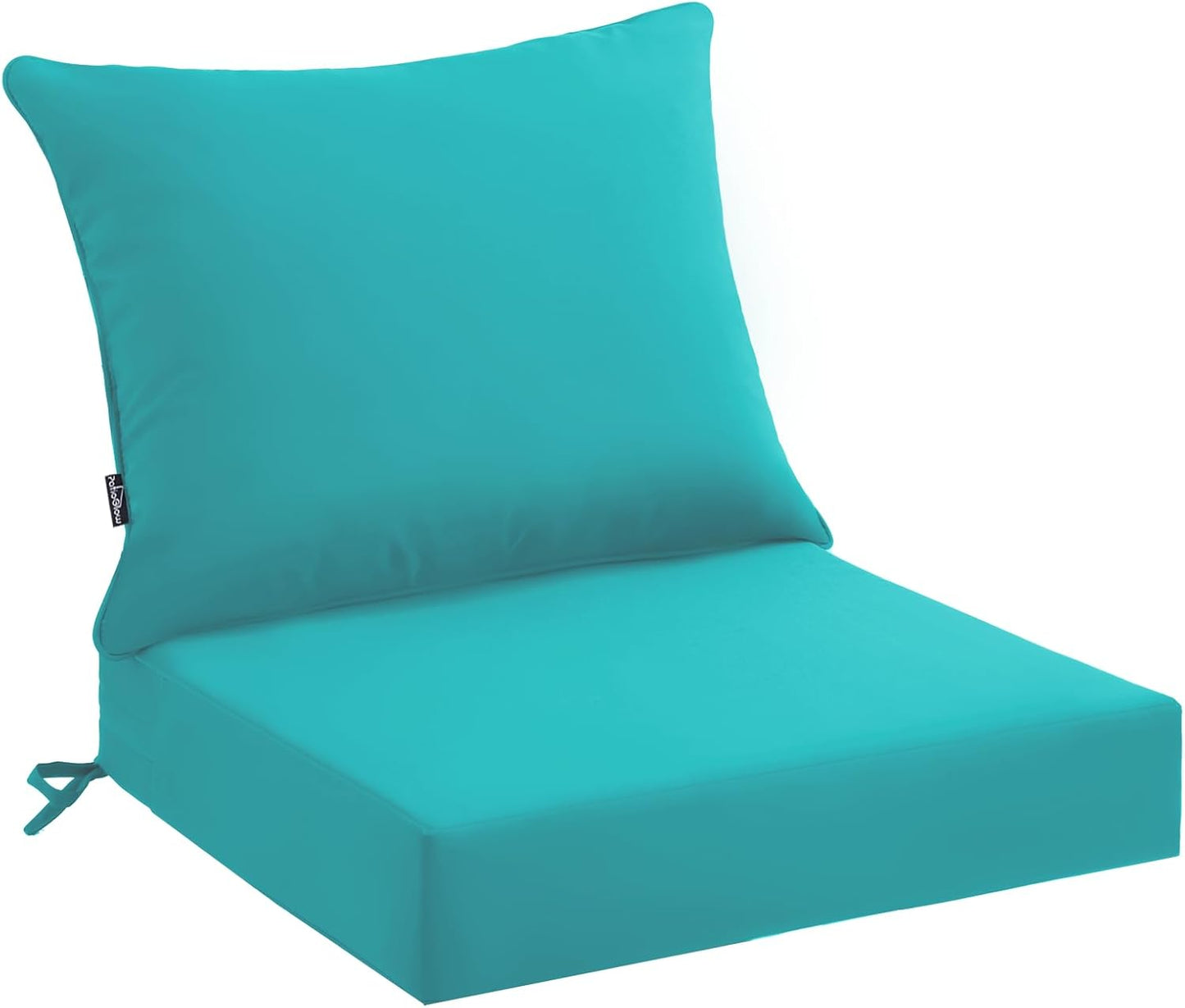 Outdoor Seat Cushion Set 22 x 22 x 4 Inch, Waterproof & Fade Resistant Patio Furniture Cushions with Removable Cover and Ties, Thick Deep Seating Pads for Outside Chair Sofa Couch, Blue