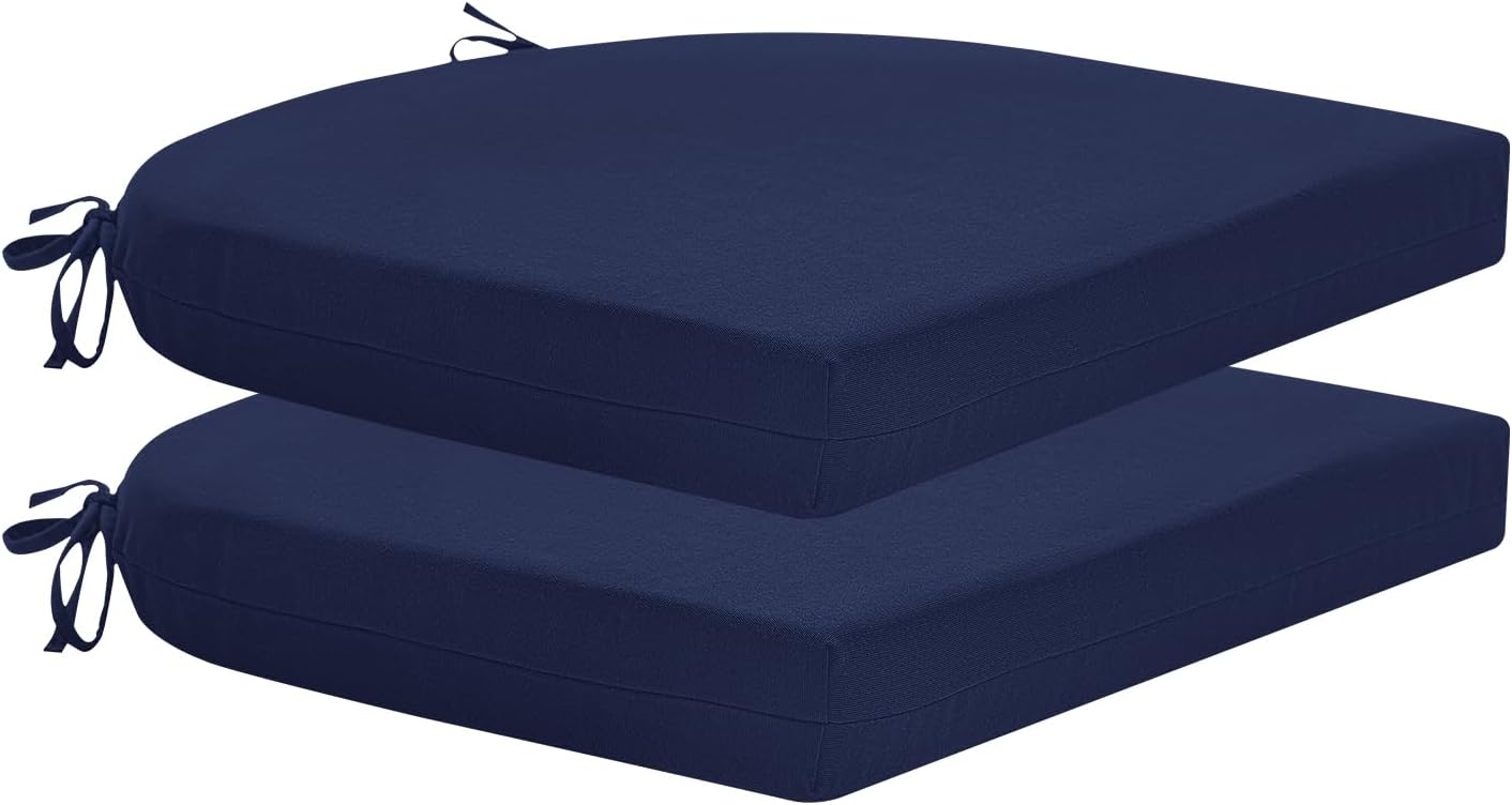 HARBOREST Outdoor Chair Cushions Set of 4, Water Resistant Patio Chair Cushions with Ties, Outdoor Seat Cushions for Patio Furniture, 17"x16"x2", Navy