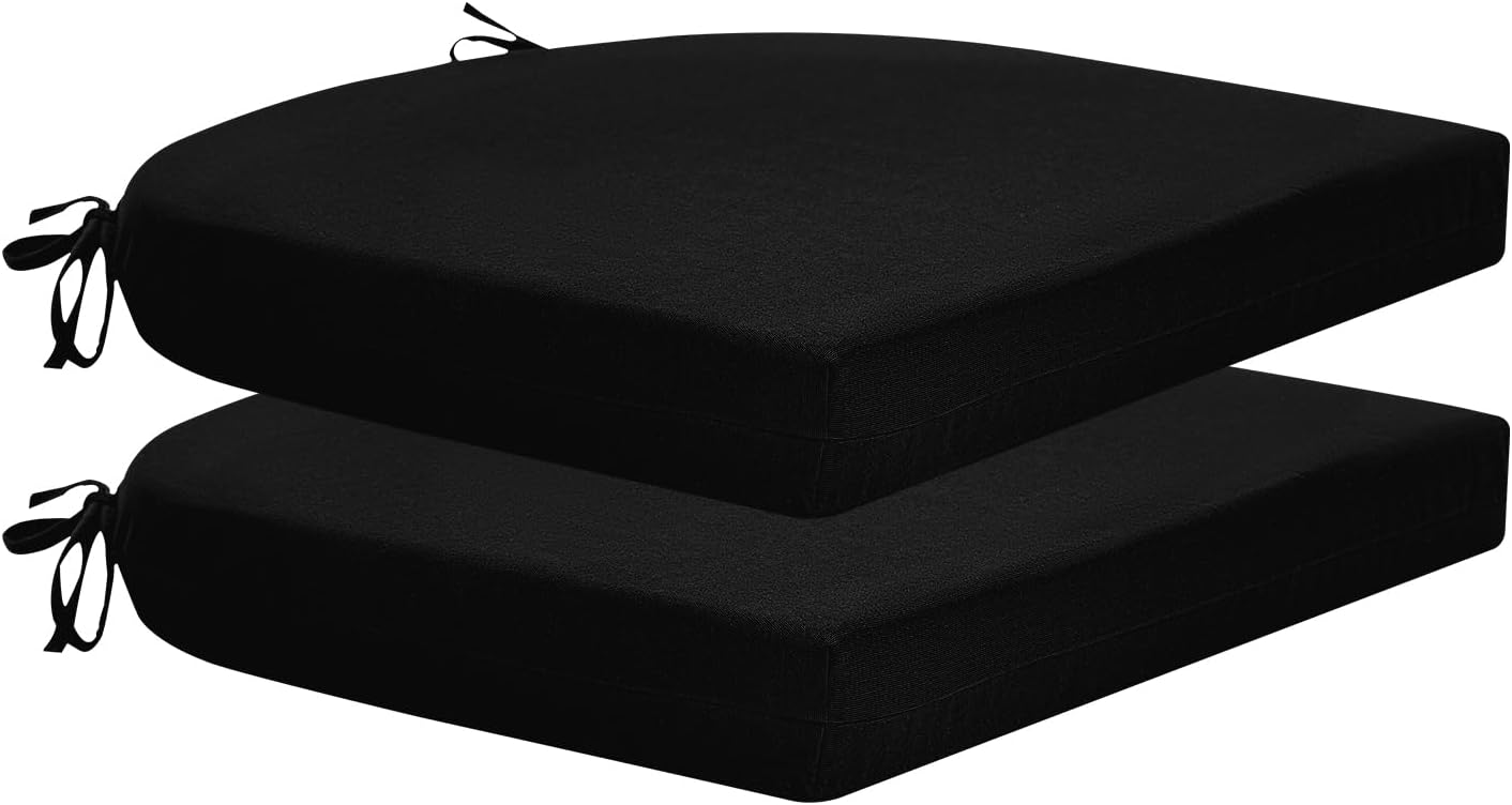 HARBOREST Outdoor Chair Cushions Set of 4, Water Resistant Patio Chair Cushions with Ties, Outdoor Seat Cushions for Patio Furniture, 17"x16"x2", Navy