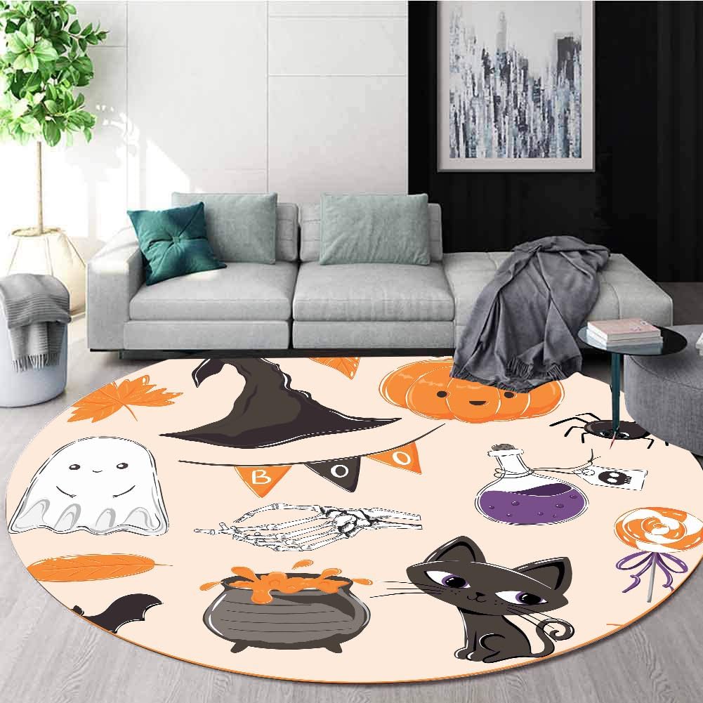 Halloween Round Rug,6ft, Halloween Gothic Rug, Halloween Ghost Rug,Washable Halloween Ghost Decor,for Living Dining Room Office Dining Room Bedroom Goth Halloween Floor Mat。
