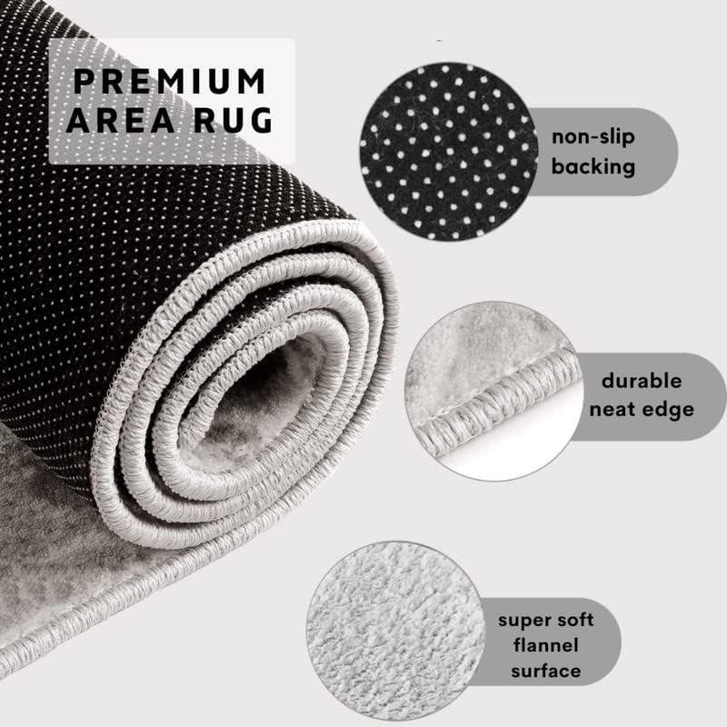 Washable Rugs for Living Room Bedroom, Halloween Rug & Home Decor, Ghost and Bat Area Rug 5x6, Non Slip Soft Low Pile Non-Shedding Indoor Carpet, Decorative Patterned Rug