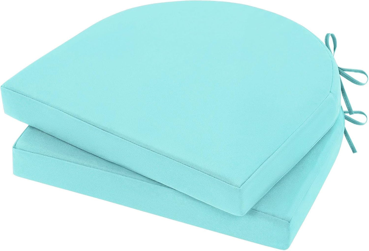 Topotdor Outdoor Chair Cushions Set of 2, Waterproof Patio Chair Cushions for Outdoor Furniture, Round Corner Seat Chair Pads with Ties for Patio Garden Dining Office, 17"x16"x2", Beige