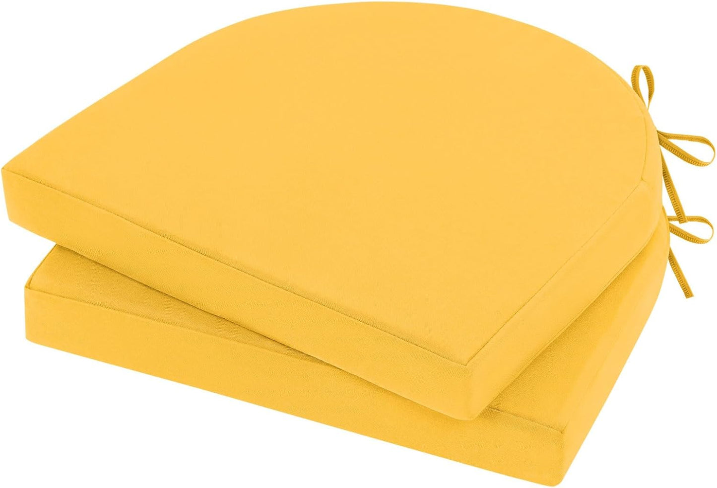 Topotdor Outdoor Chair Cushions Set of 2, Waterproof Patio Chair Cushions for Outdoor Furniture, Round Corner Seat Chair Pads with Ties for Patio Garden Dining Office, 17"x16"x2", Beige