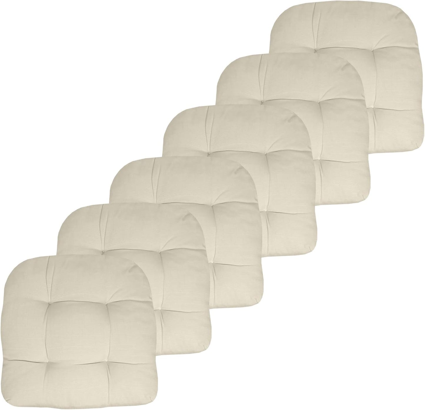 Sweet Home Collection Patio Cushions Outdoor Chair Pads Premium Comfortable Thick Fiber Fill Tufted 19" x 19" x 5" Seat Cover, 2 Pack, Cream