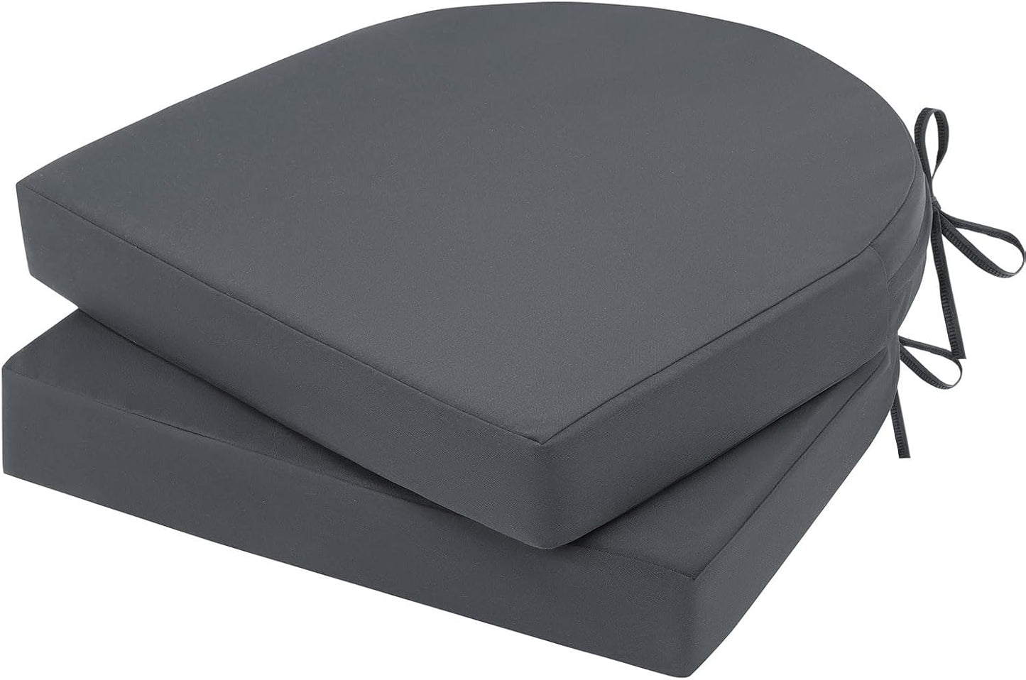 Topotdor Outdoor Chair Cushions Set of 2, Waterproof Patio Chair Cushions for Outdoor Furniture, Round Corner Seat Chair Pads with Ties for Patio Garden Dining Office, 17"x16"x2", Beige