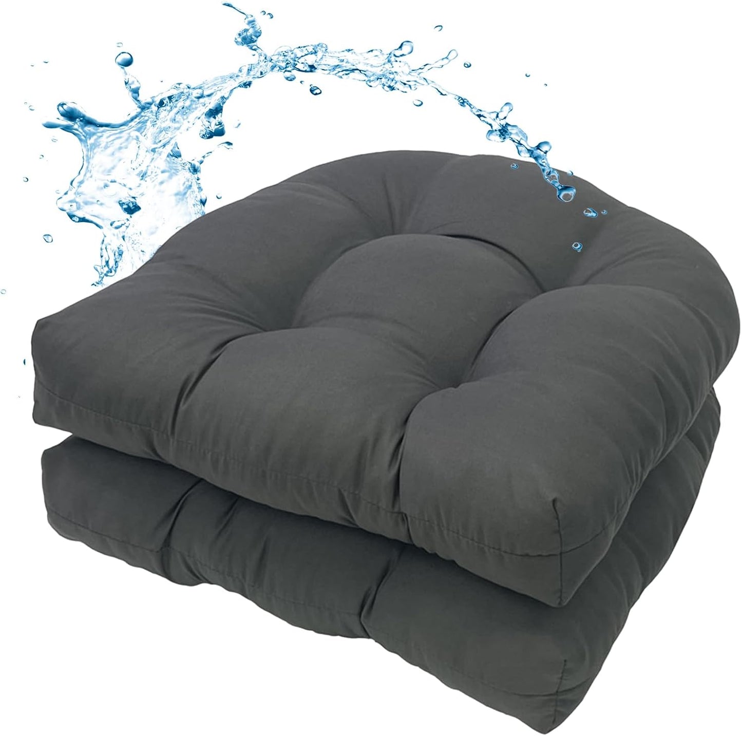MTMR Water-Repellent Outdoor Chair Cushions Set of 2, 19”X19” Patio Chair Cushions with High Elasticity PP Cotton, No Fading Tufted Seat Cushions for Outdoor Furniture, Thick and Large Patio Cushions