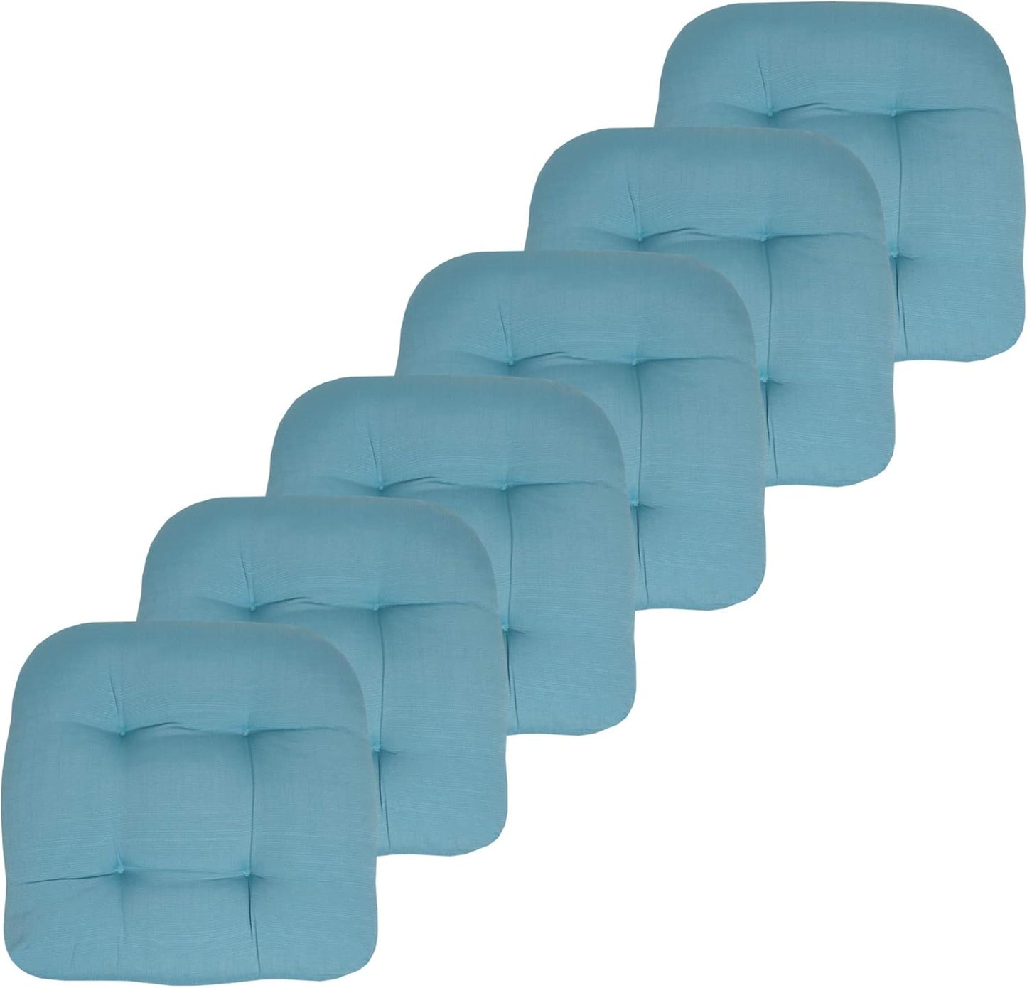 Sweet Home Collection Patio Cushions Outdoor Chair Pads Premium Comfortable Thick Fiber Fill Tufted 19" x 19" x 5" Seat Cover, 2 Pack, Cream