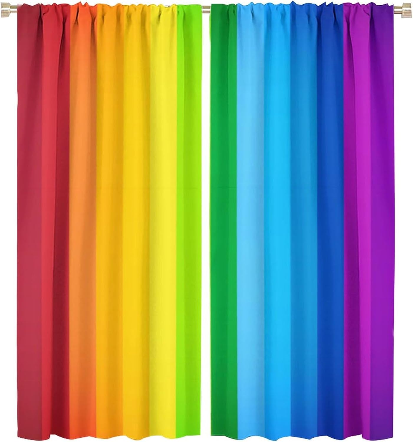 Rainbow Window Curtains, Abstract Colorful Rainbow Matching Art Theme Window Treatments Gradations of Colors Pleasant Atmosphere Blackout Rod Pocket Window Drapes for Bedroom Living Room 63x72in