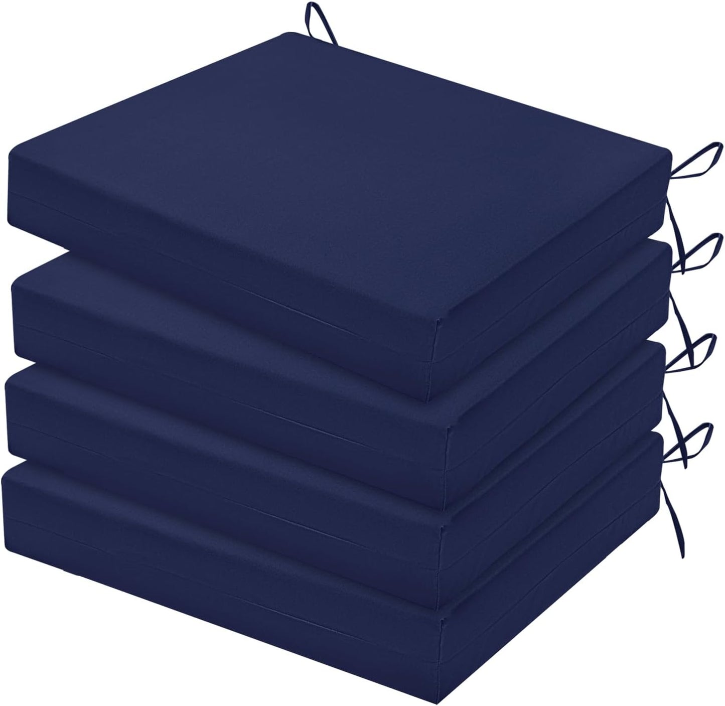 HARBOREST Outdoor Chair Cushions Set of 4, Water Resistant Patio Chair Cushions with Ties, Outdoor Seat Cushions for Patio Furniture, 17"x16"x2", Navy