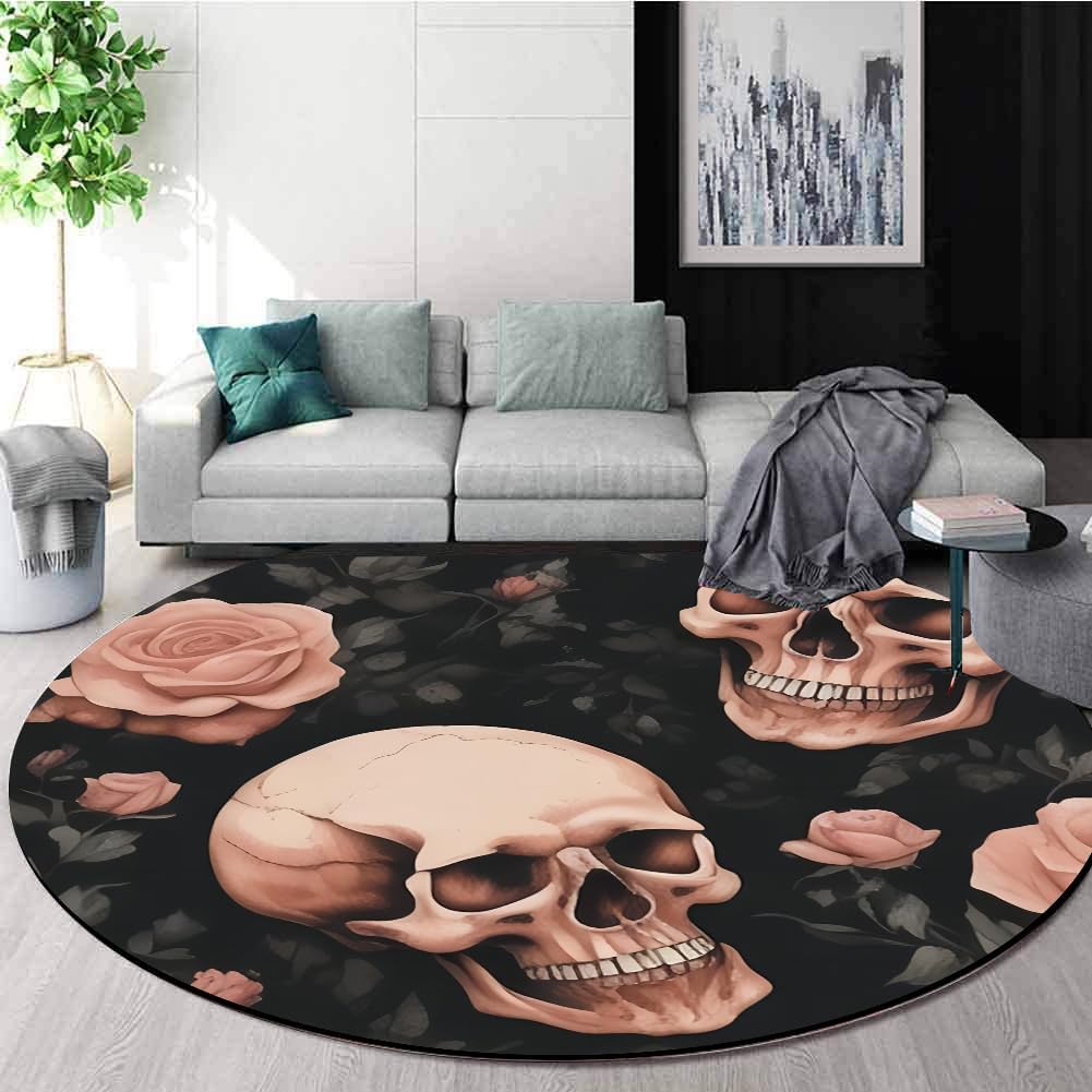 Halloween Round Rug,6ft, Halloween Gothic Rug, Halloween Ghost Rug,Washable Halloween Ghost Decor,for Living Dining Room Office Dining Room Bedroom Goth Halloween Floor Mat。