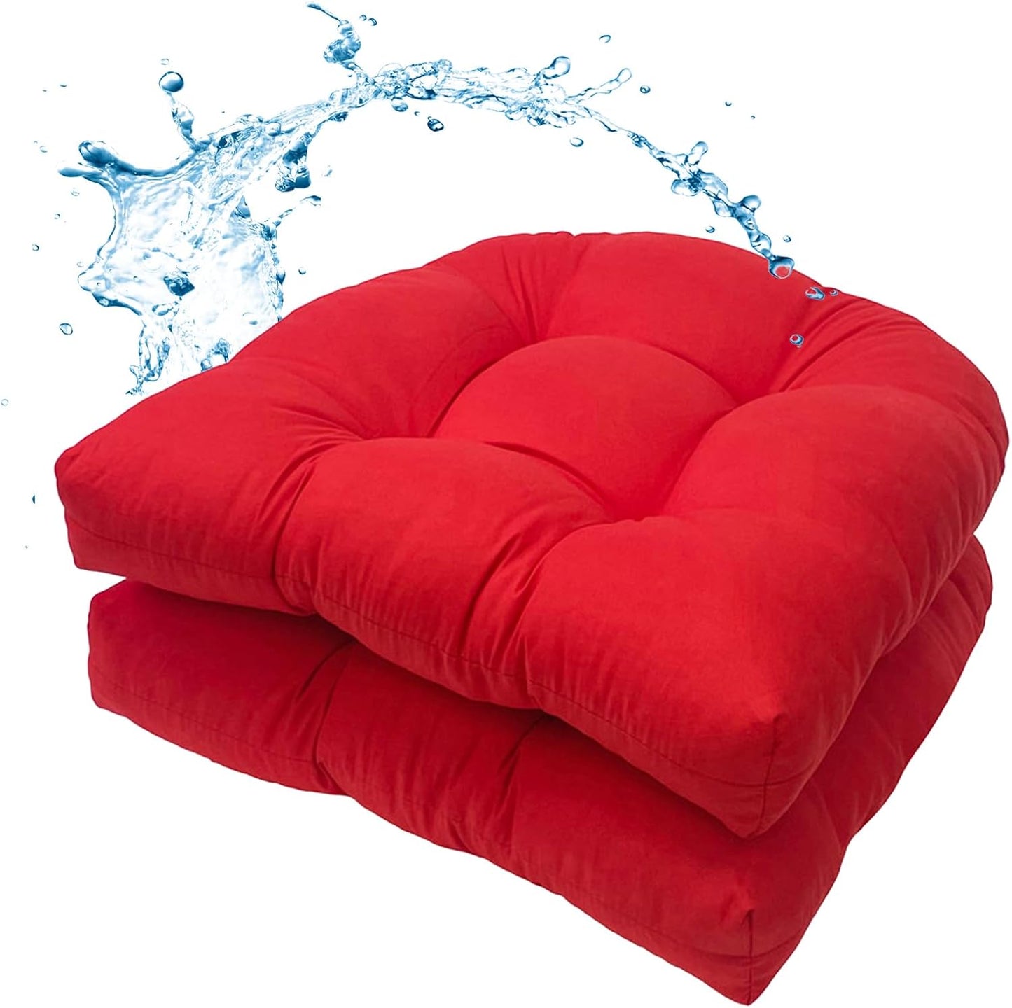 MTMR Water-Repellent Outdoor Chair Cushions Set of 2, 19”X19” Patio Chair Cushions with High Elasticity PP Cotton, No Fading Tufted Seat Cushions for Outdoor Furniture, Thick and Large Patio Cushions