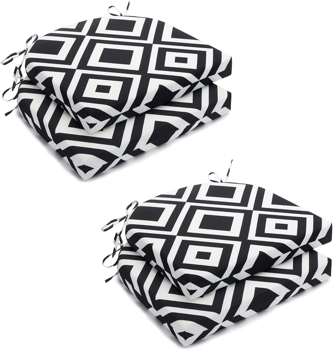 HARBOREST Outdoor Chair Cushions Set of 4, Water Resistant Patio Chair Cushions with Ties, Outdoor Seat Cushions for Patio Furniture, 17"x16"x2", Navy