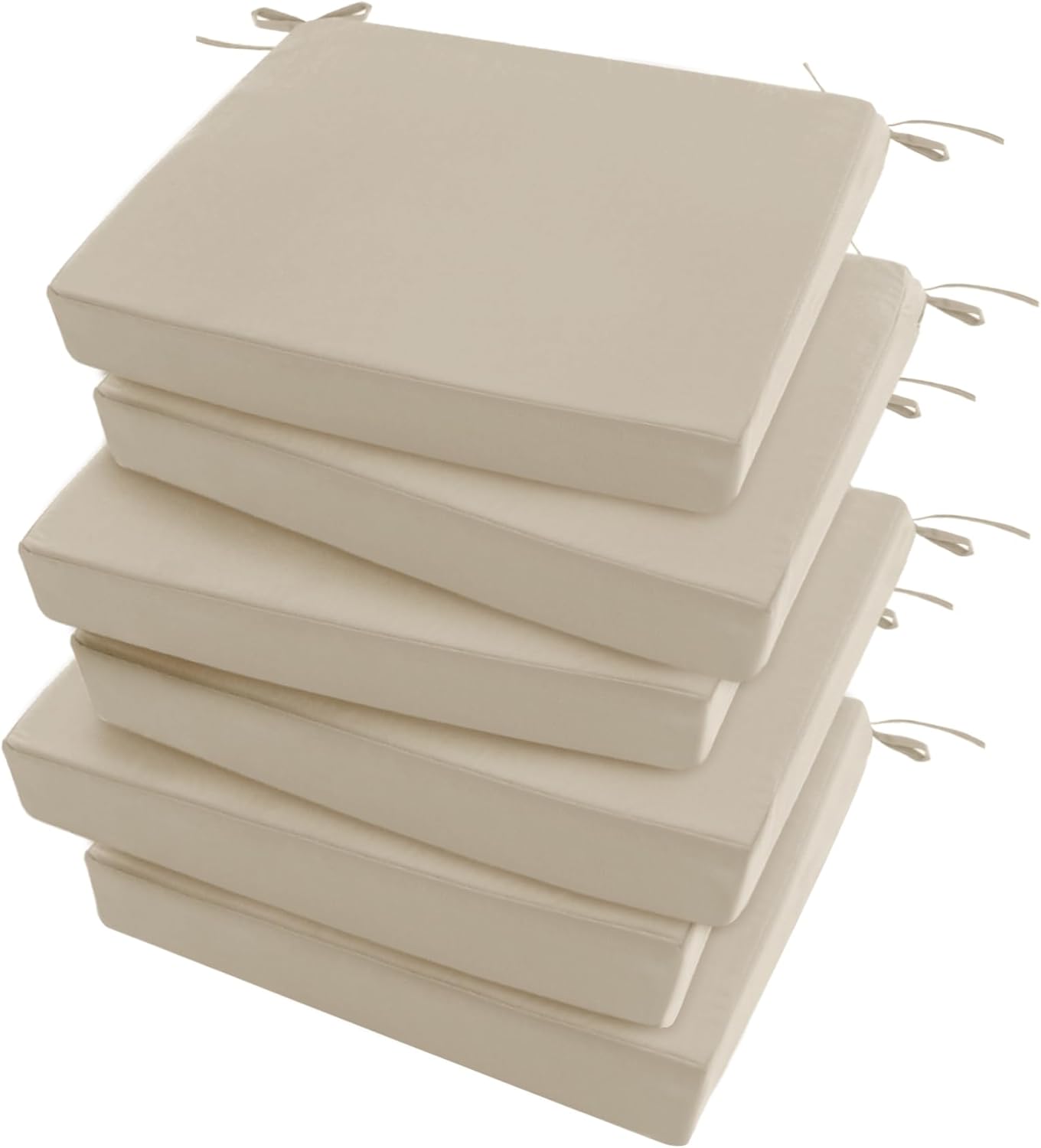 Outdoor Chair Cushions Set of 4: Waterproof & Fade Resistant Seat Cushion for Patio Furniture - 18.5 L x 16 W x 2 H Inch Chair Pads with Ties and Hidden Zipper - Patio Chair Cushion Replacement, Beige