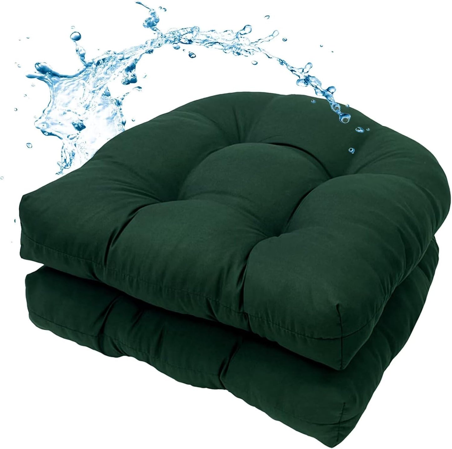 MTMR Water-Repellent Outdoor Chair Cushions Set of 2, 19”X19” Patio Chair Cushions with High Elasticity PP Cotton, No Fading Tufted Seat Cushions for Outdoor Furniture, Thick and Large Patio Cushions