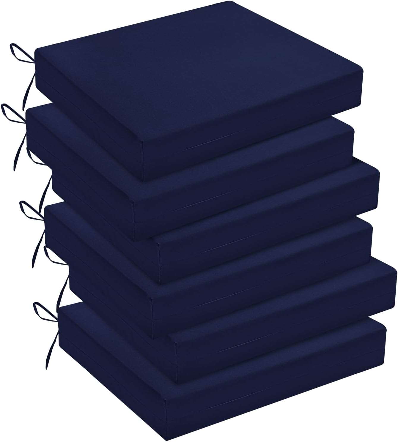 downluxe Outdoor Chair Cushions Set of 4 for Patio Furniture, Water-Resistant Patio Chair Cushions with Ties, High Density Foam Outdoor Seat Cushion, 17" X 16" X 2", Navy