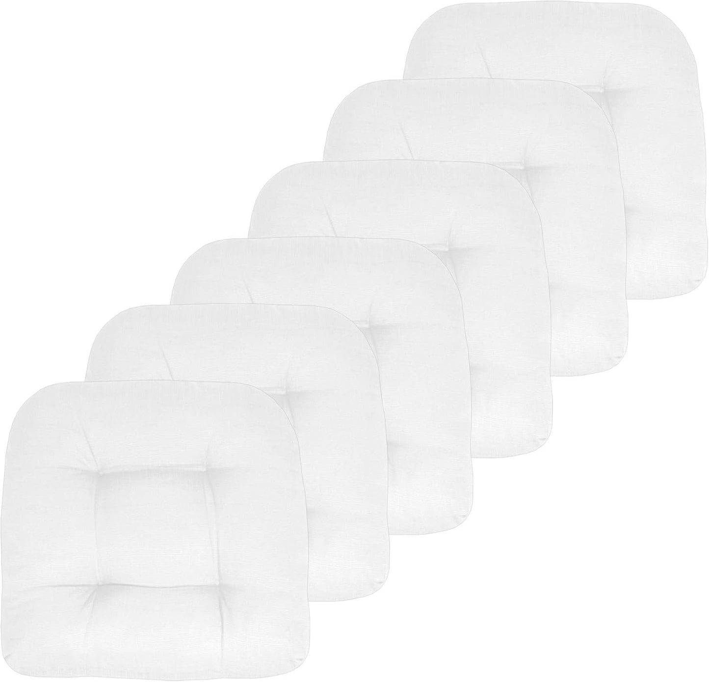 Sweet Home Collection Patio Cushions Outdoor Chair Pads Premium Comfortable Thick Fiber Fill Tufted 19" x 19" x 5" Seat Cover, 2 Pack, Cream
