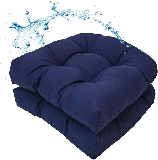 MTMR Water-Repellent Outdoor Chair Cushions Set of 2, 19”X19” Patio Chair Cushions with High Elasticity PP Cotton, No Fading Tufted Seat Cushions for Outdoor Furniture, Thick and Large Patio Cushions