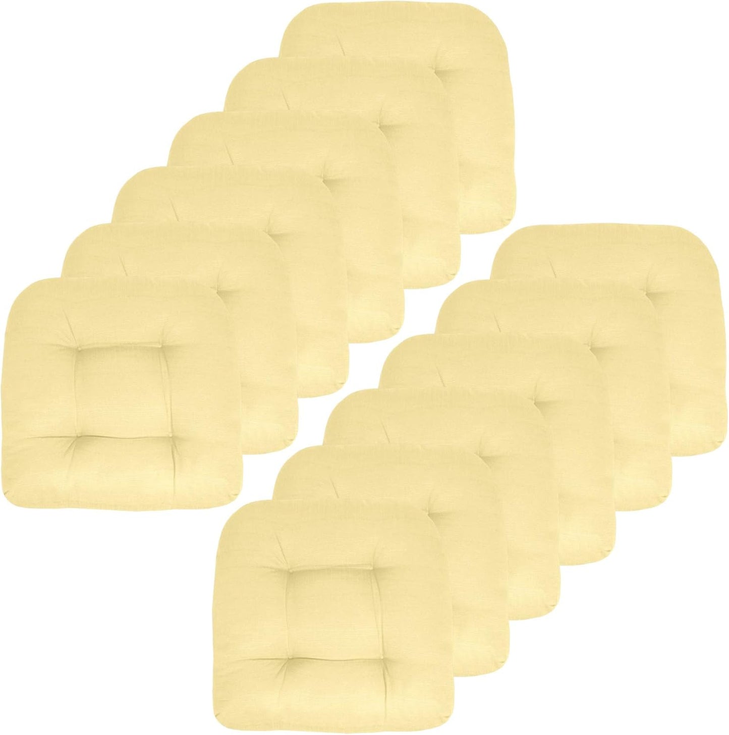 Sweet Home Collection Patio Cushions Outdoor Chair Pads Premium Comfortable Thick Fiber Fill Tufted 19" x 19" x 5" Seat Cover, 2 Pack, Cream