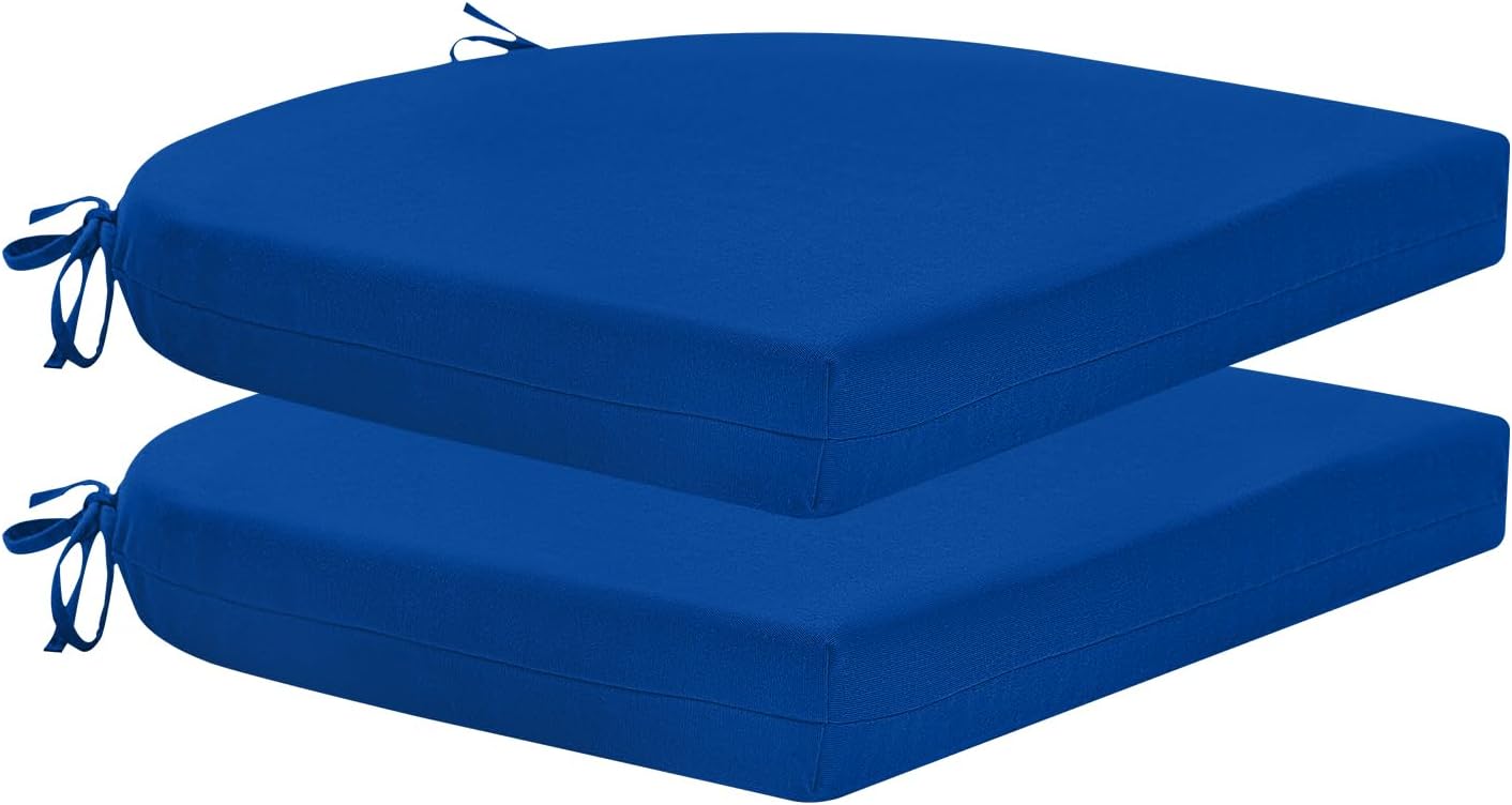 HARBOREST Outdoor Chair Cushions Set of 4, Water Resistant Patio Chair Cushions with Ties, Outdoor Seat Cushions for Patio Furniture, 17"x16"x2", Navy